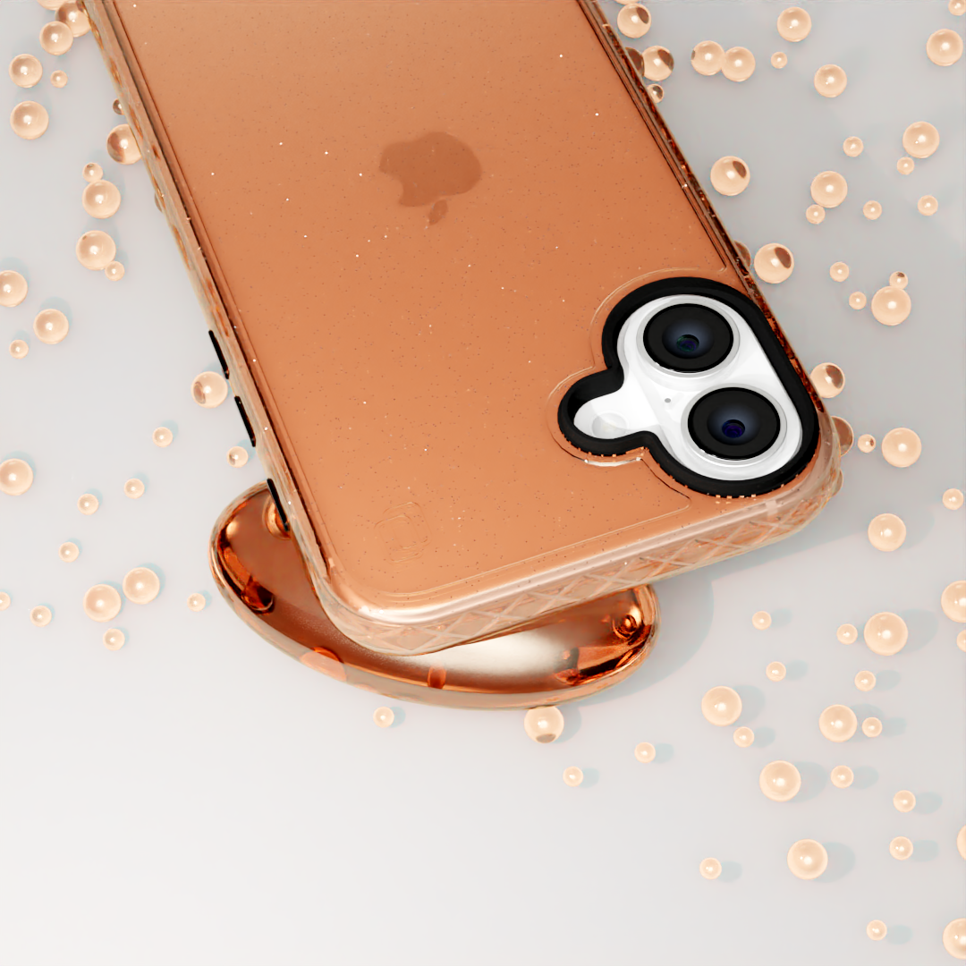 Slim TPU Glitter Case for Apple iPhone 16 Plus | Peach Fuzz Sparkle | Altitude Series