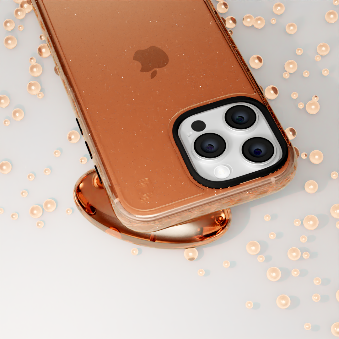 Slim TPU Glitter Case for Apple iPhone 16 Pro | Peach Fuzz Sparkle | Altitude Series