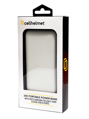  20K mAh Power Bank - Two type A ports and One type C. 20W PD & 18W QC cellhelmet cellhelmet