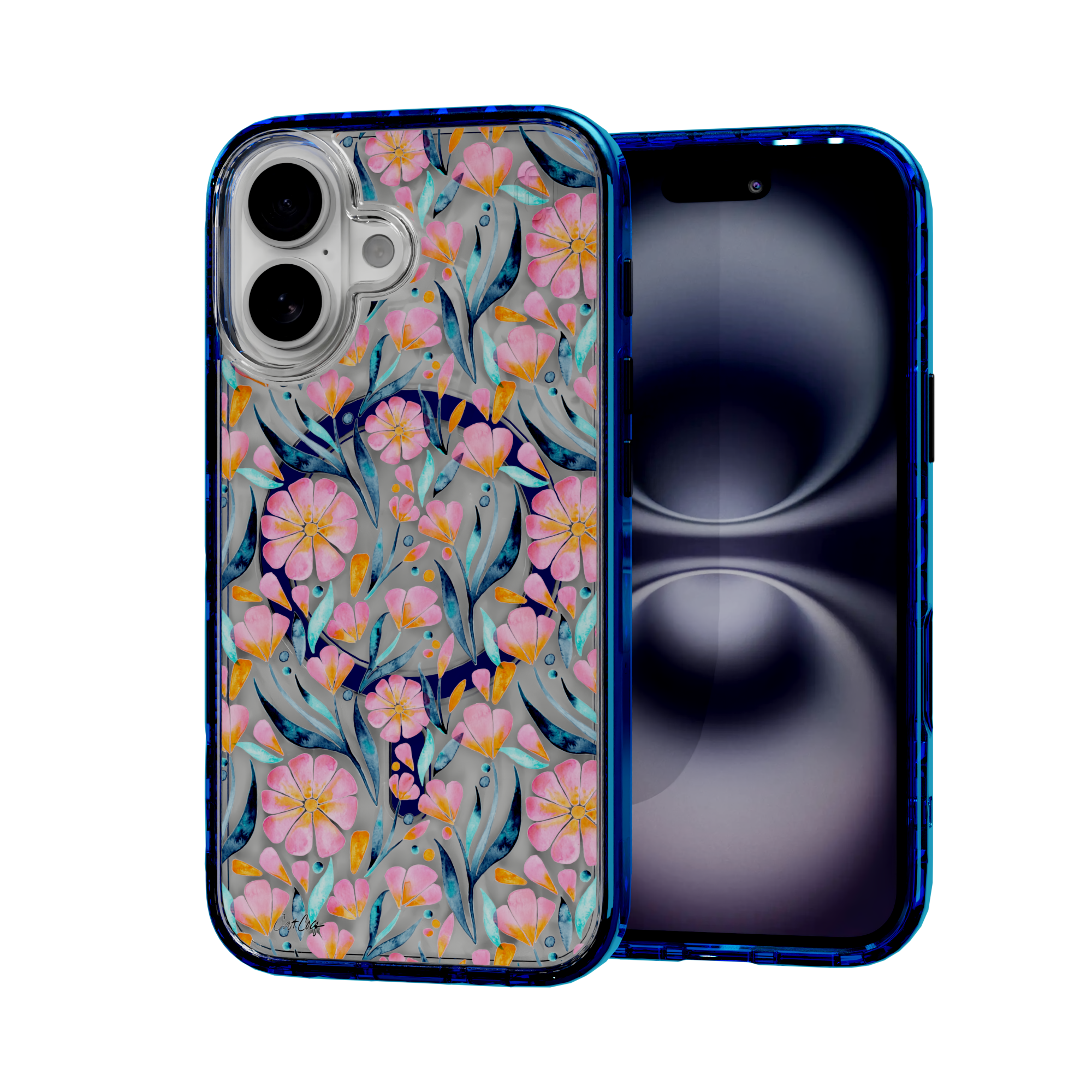 Sweet Florals by CatCoq | iPhone 16 Series |  MagSafe® Case iPhone 16 / Bermuda Blue