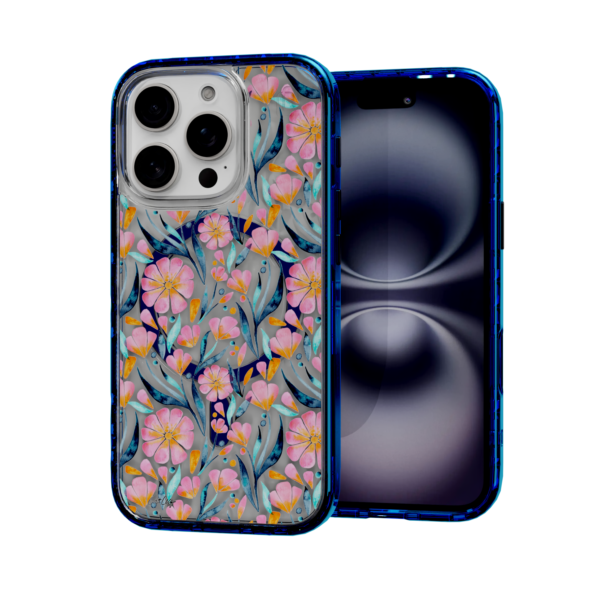Sweet Florals by CatCoq | iPhone 16 Series |  MagSafe® Case iPhone 16 Pro / Bermuda Blue
