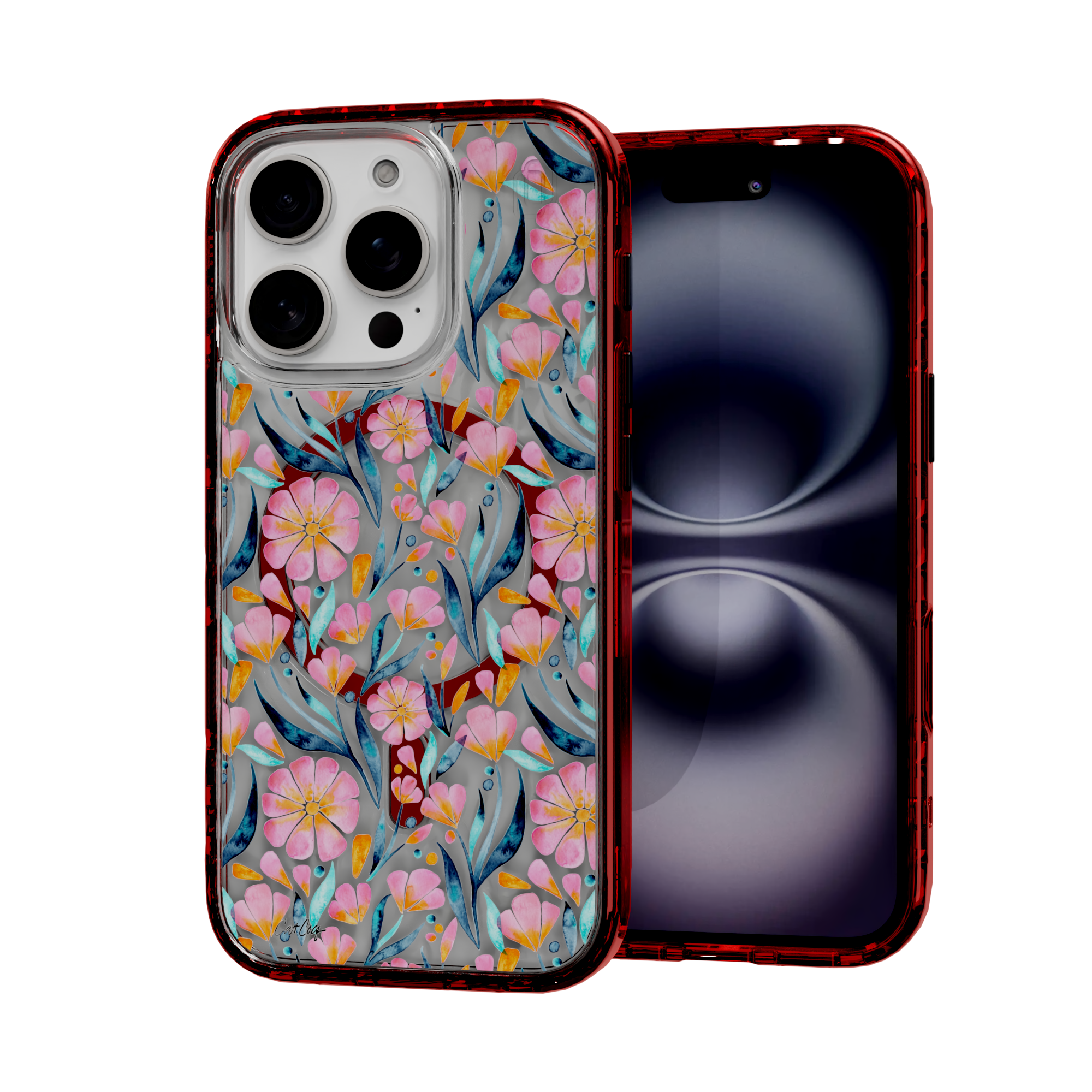 Sweet Florals by CatCoq | iPhone 16 Series |  MagSafe® Case iPhone 16 Pro / Lava Red