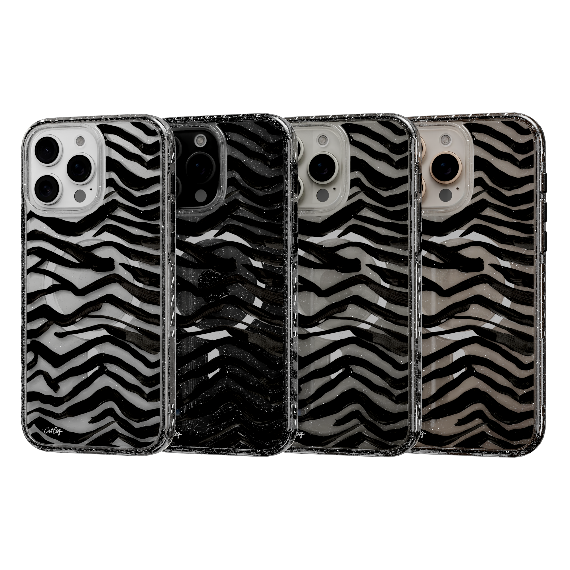 Zebra Black by CatCoq | iPhone 16 Series |  MagSafe® Case iPhone 16 Pro Max / Crystal Clear Sparkle