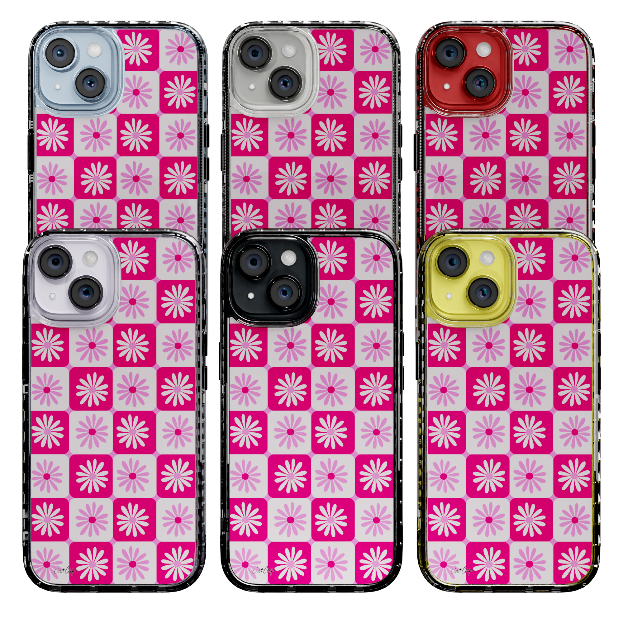 Checkered Daisies by CatCoq | iPhone 14 Series |  MagSafe® Case iPhone 14 Pro Max / Crystal Clear