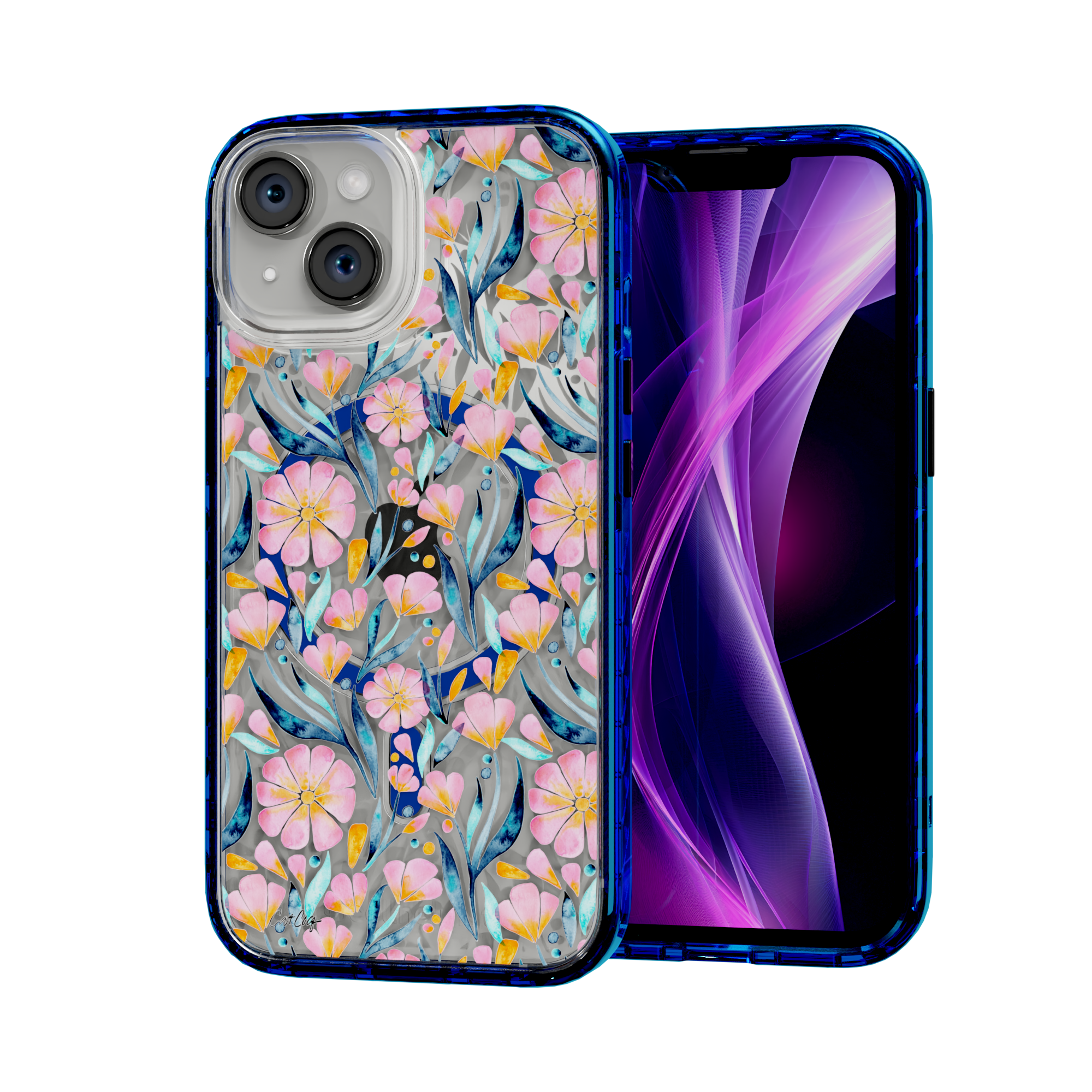 Sweet Florals by CatCoq | iPhone 15 Series |  MagSafe® Case iPhone 15 / Bermuda Blue