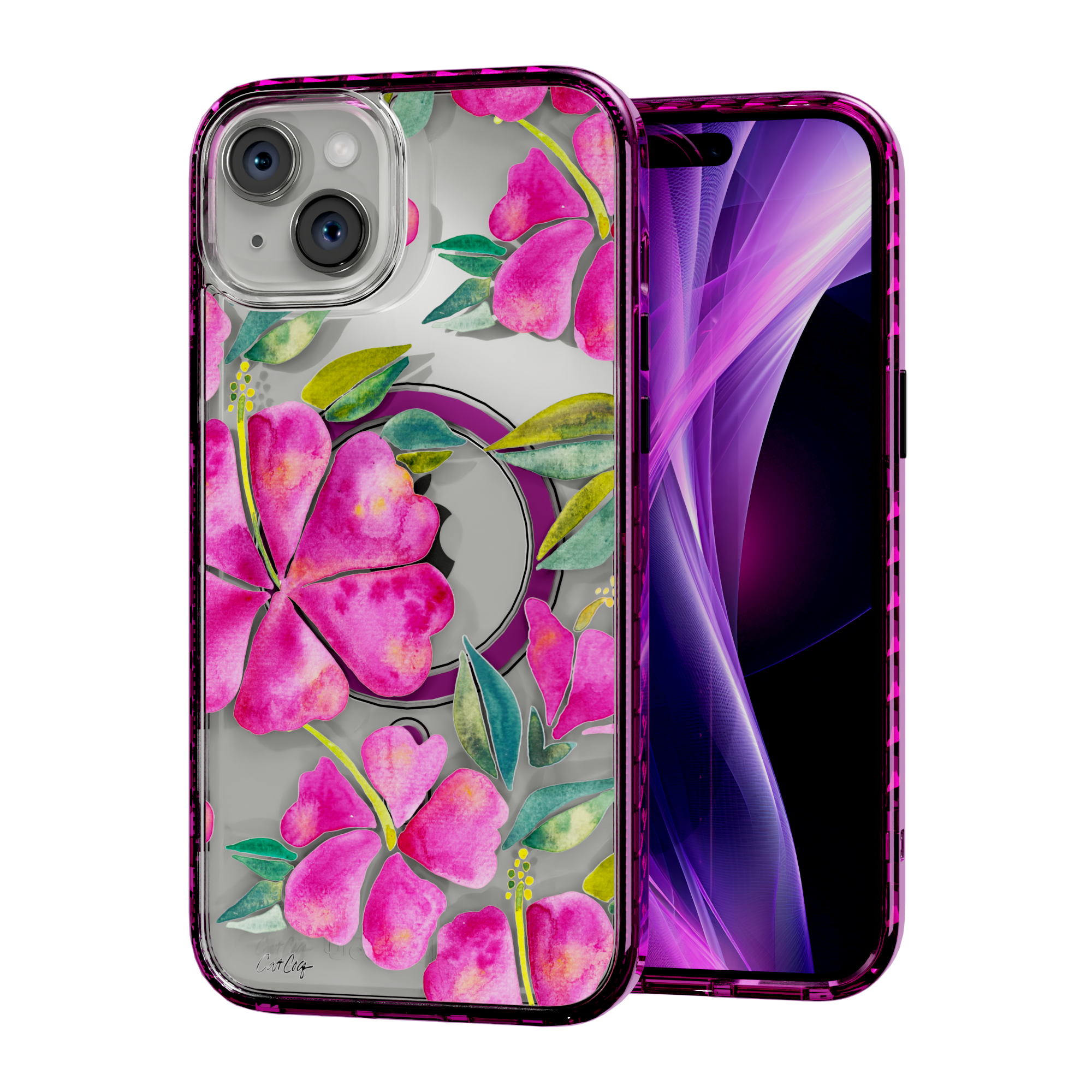 Hibiscus Bloom by CatCoq | iPhone 15 Series |  MagSafe® Case iPhone 15 Plus / Vivid Magenta