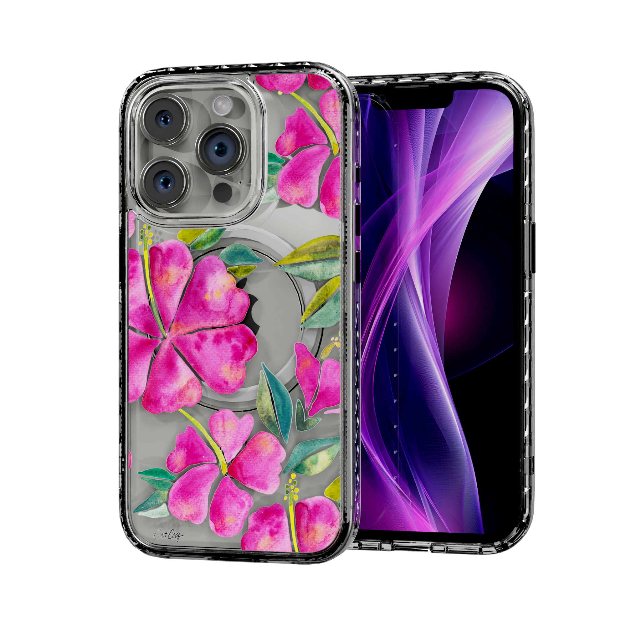 Hibiscus Bloom by CatCoq | iPhone 15 Series |  MagSafe® Case iPhone 15 Pro / Crystal Clear