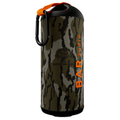 Camouflage-patterned portable speaker with 'BAR Audio' branding on a white background