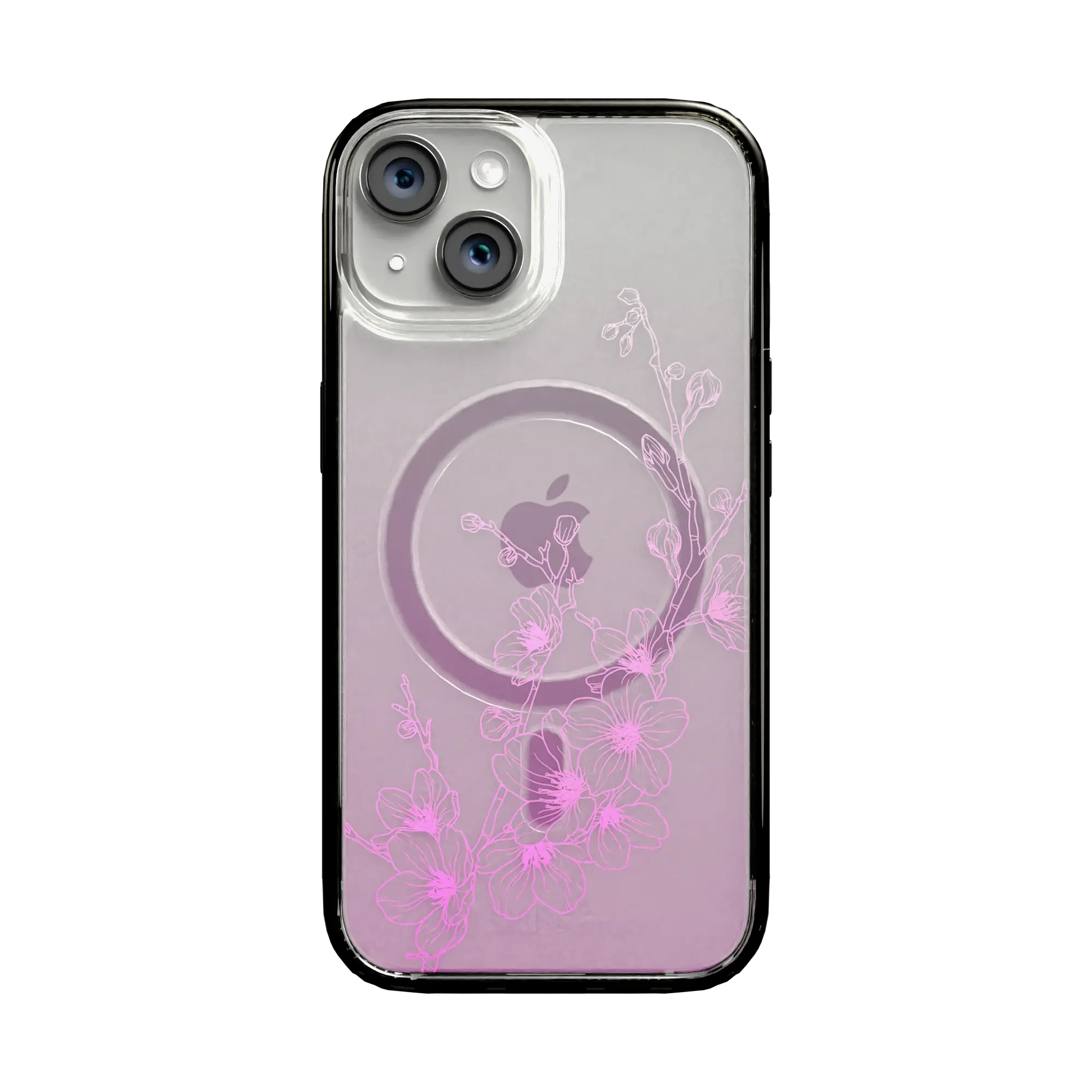 Apple-iPhone-15-Onyx-Black Ballet Blush | Protective MagSafe Case | Ombre Bouquet Collection for Apple iPhone 15 Series cellhelmet cellhelmet