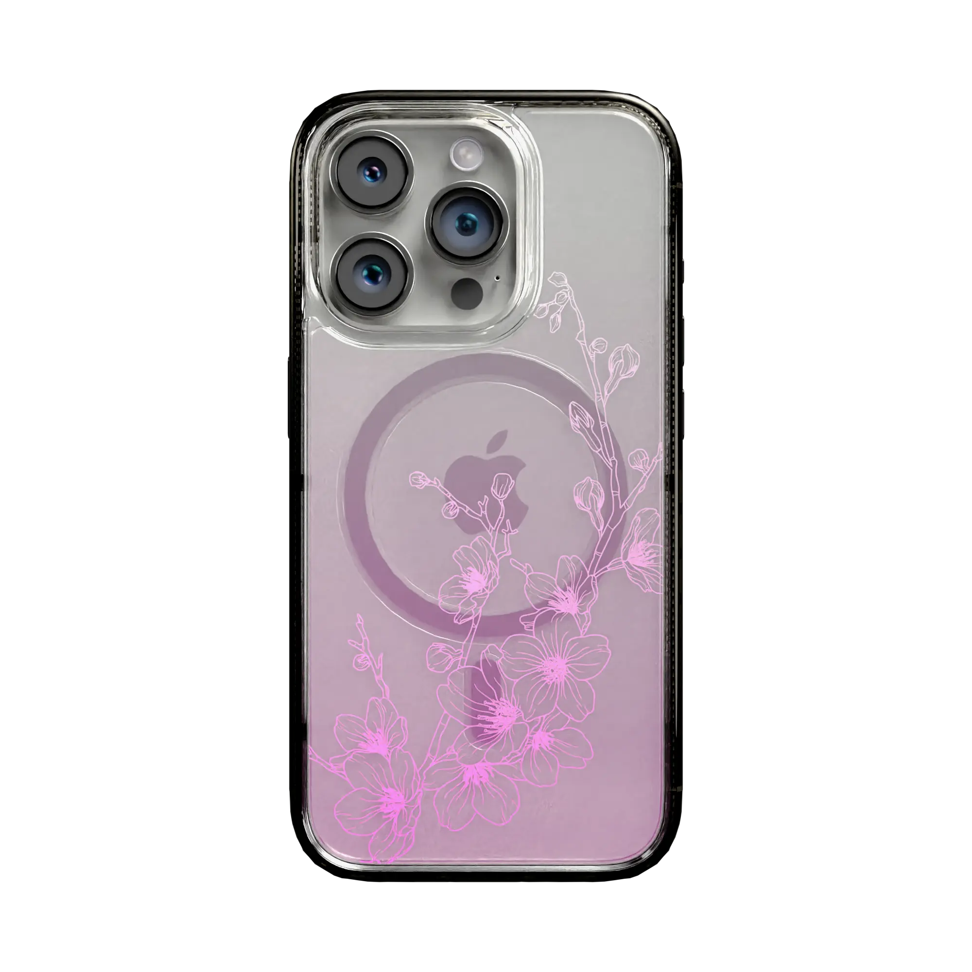 Apple-iPhone-15-Pro-Onyx-Black Ballet Blush | Protective MagSafe Case | Ombre Bouquet Collection for Apple iPhone 15 Series cellhelmet cellhelmet