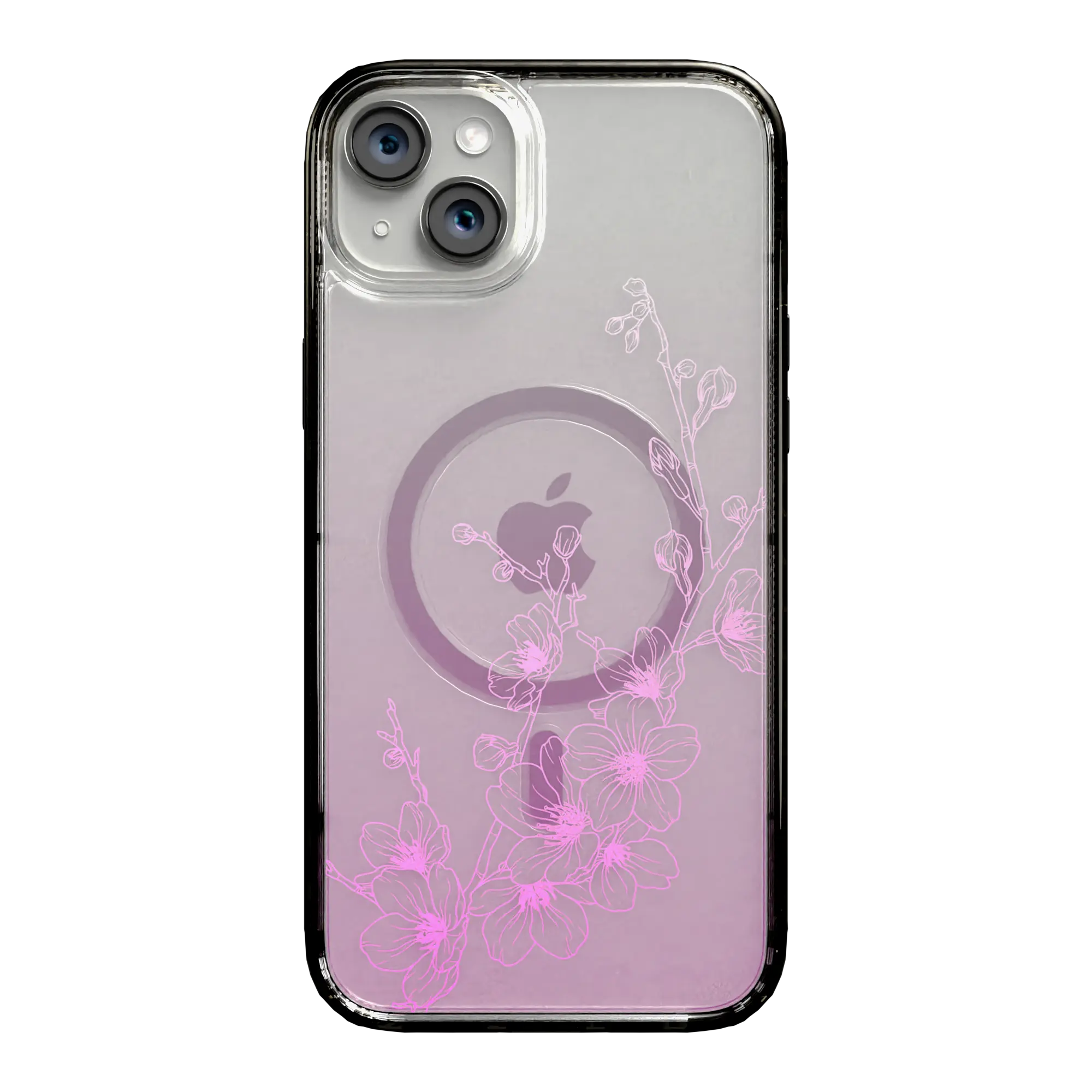 Apple-iPhone-15-Plus-Onyx-Black Ballet Blush | Protective MagSafe Case | Ombre Bouquet Collection for Apple iPhone 15 Series cellhelmet cellhelmet