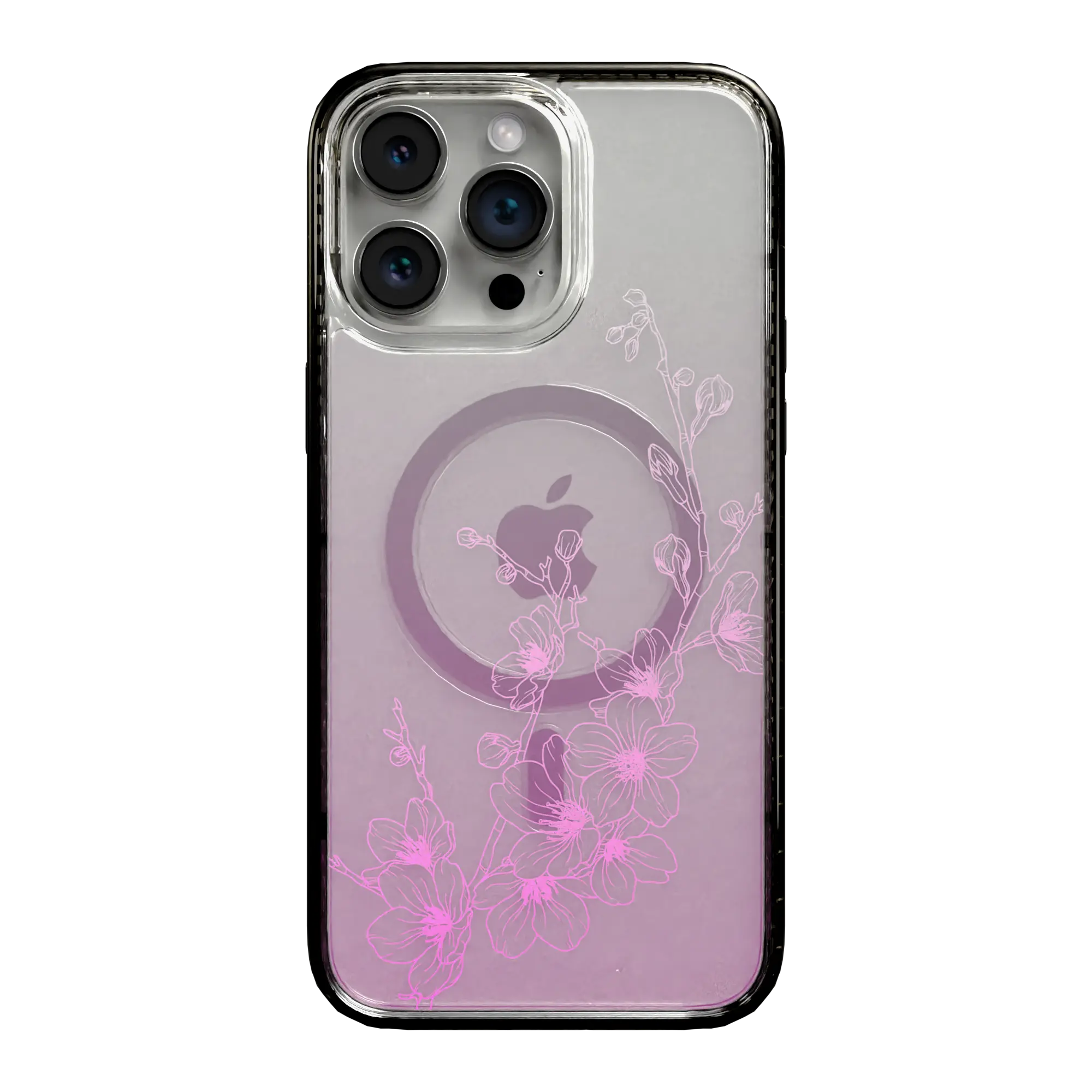 Apple-iPhone-15-Pro-Max-Onyx-Black Ballet Blush | Protective MagSafe Case | Ombre Bouquet Collection for Apple iPhone 15 Series cellhelmet cellhelmet