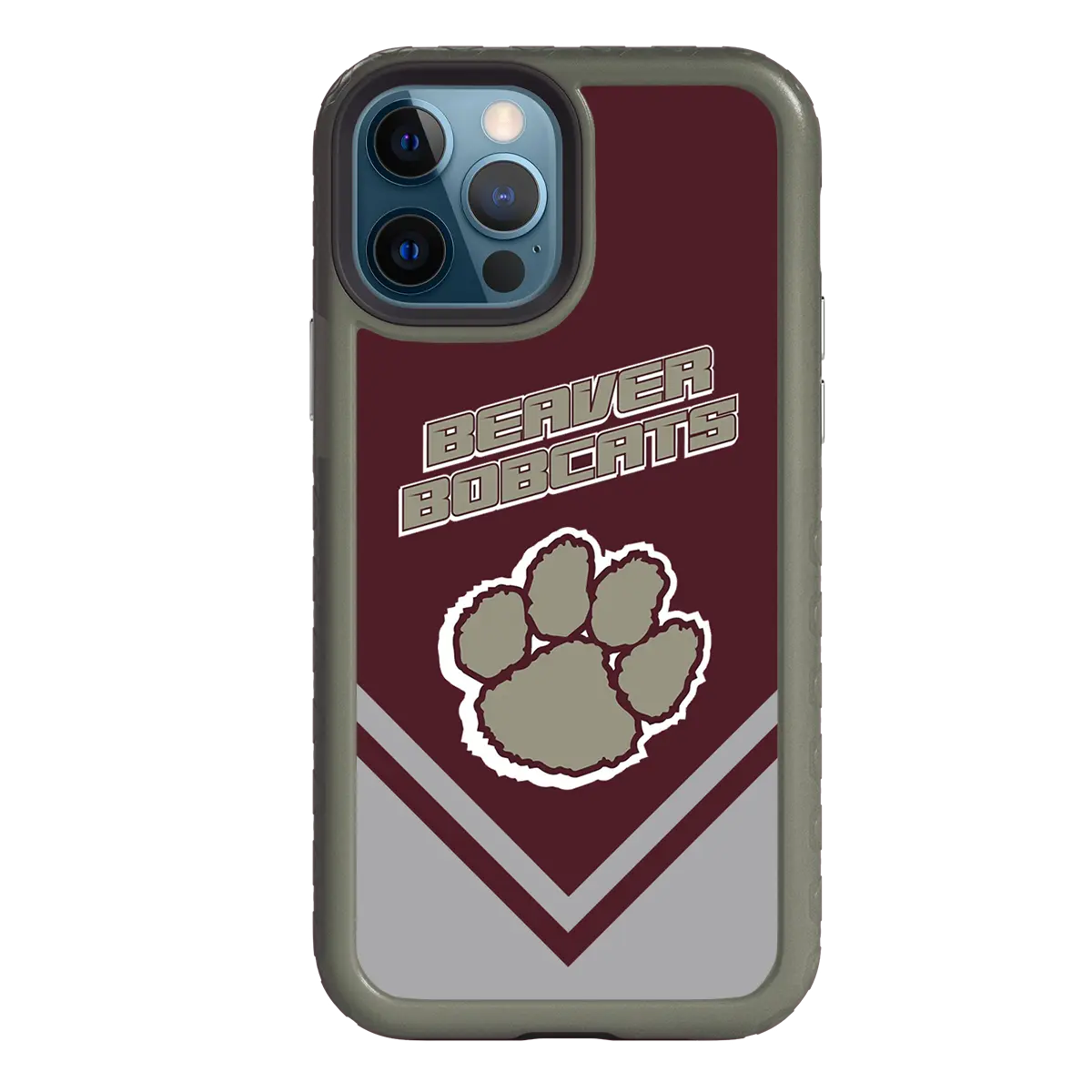 Beaver Cheerleading Apple iPhone 12 / 12 Pro  Pawprint - Custom Case - OliveDrabGreenPawprintProSeries - cellhelmet