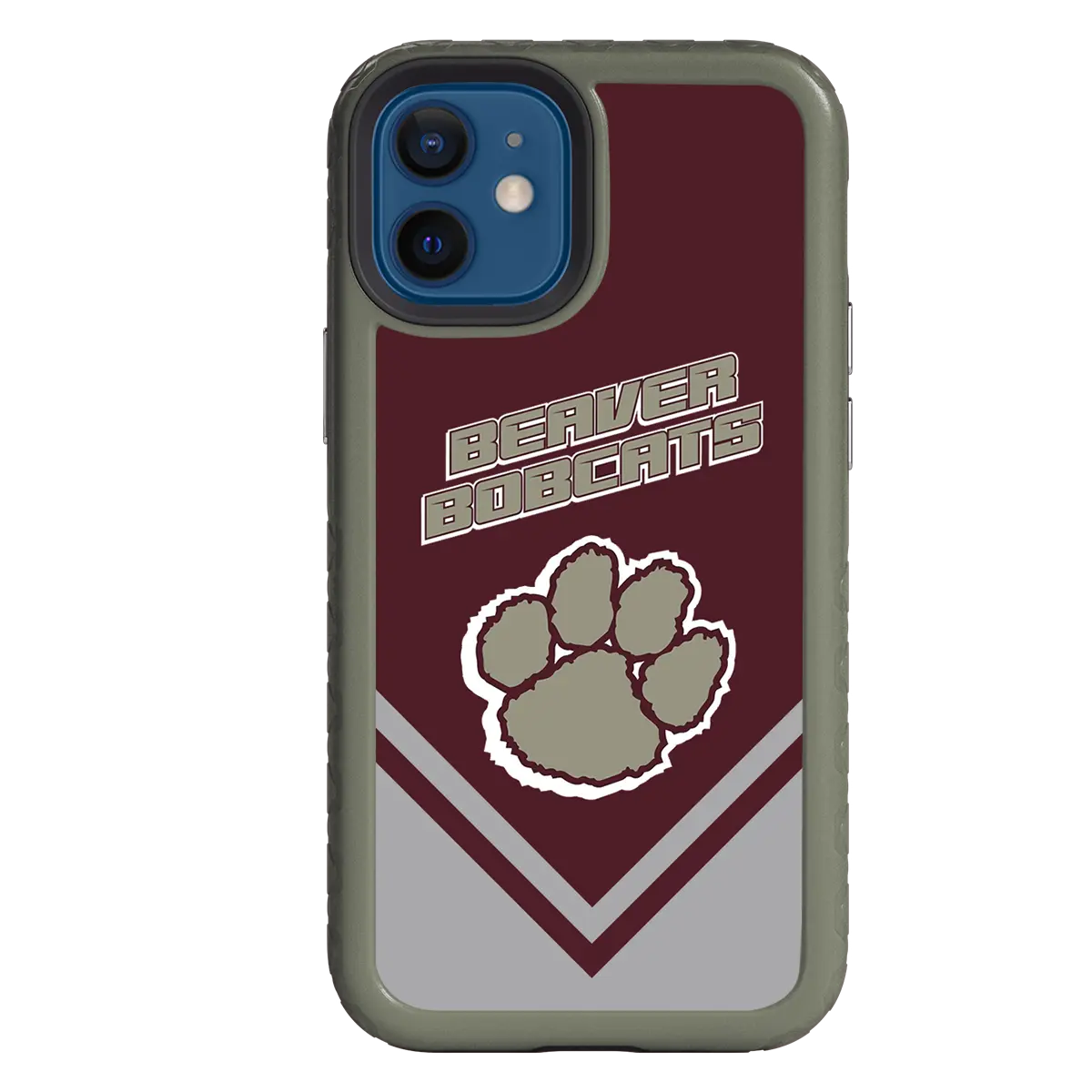 Beaver Cheerleading Apple iPhone 12 Mini  Pawprint - Custom Case - OliveDrabGreenPawprintProSeries - cellhelmet