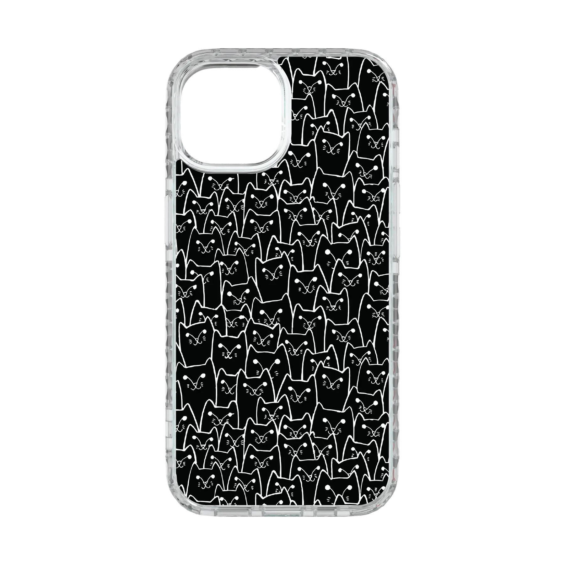 Apple-iPhone-15-Crystal-Clear Black Cat Pattern | Protective MagSafe Case | Cats Meow Series for Apple iPhone 15 Series cellhelmet cellhelmet