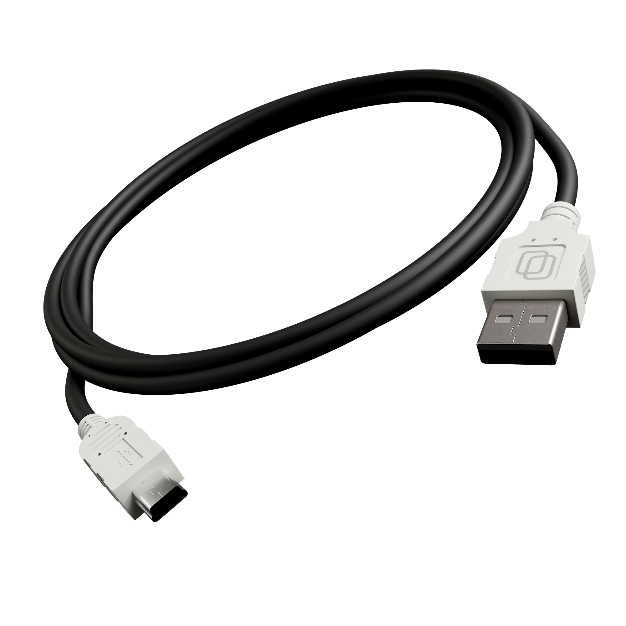 Type-A to Type-B Mini Charge/Sync Cable - 3ft Round Black