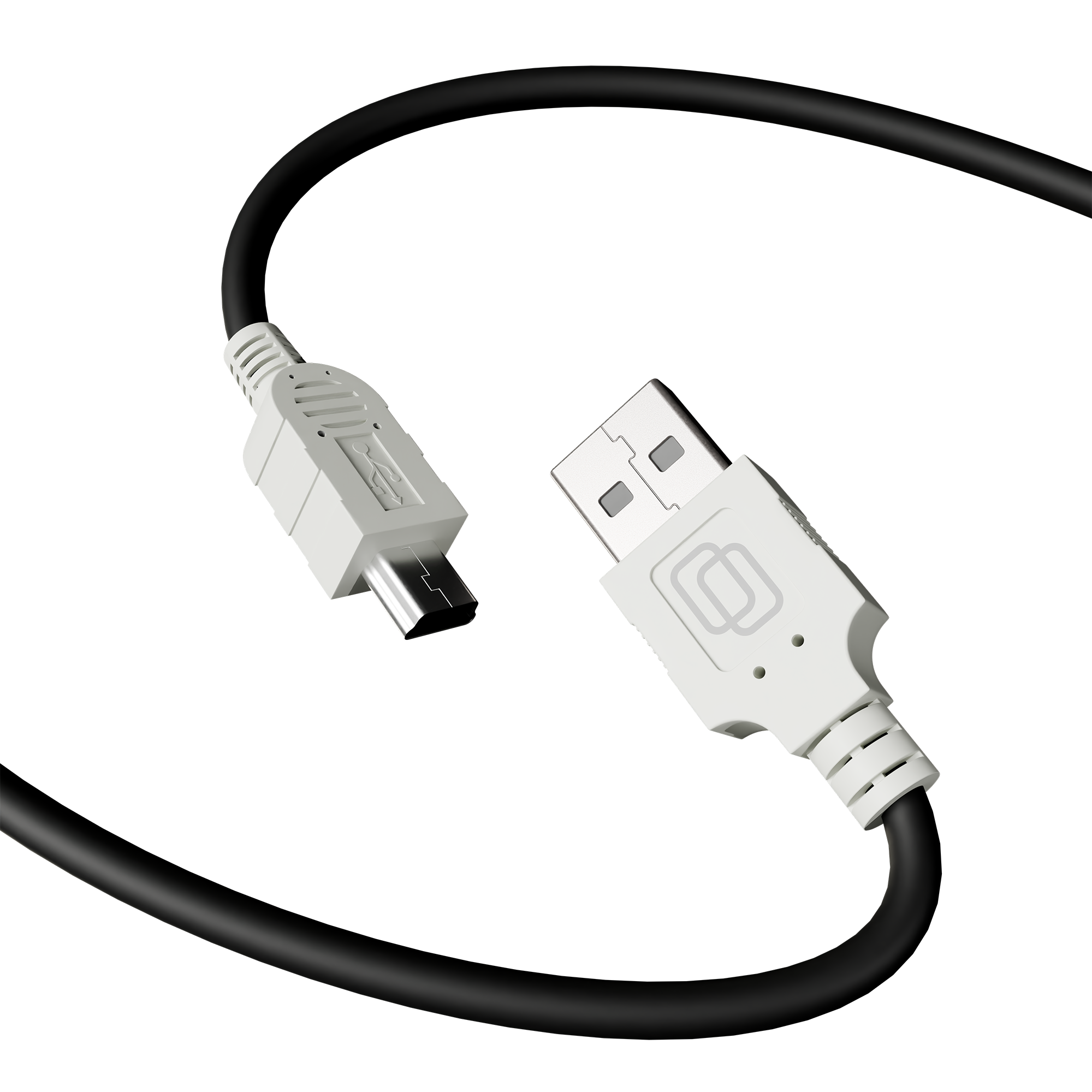 Type-A to Type-B Mini Charge/Sync Cable - 3ft Round Black