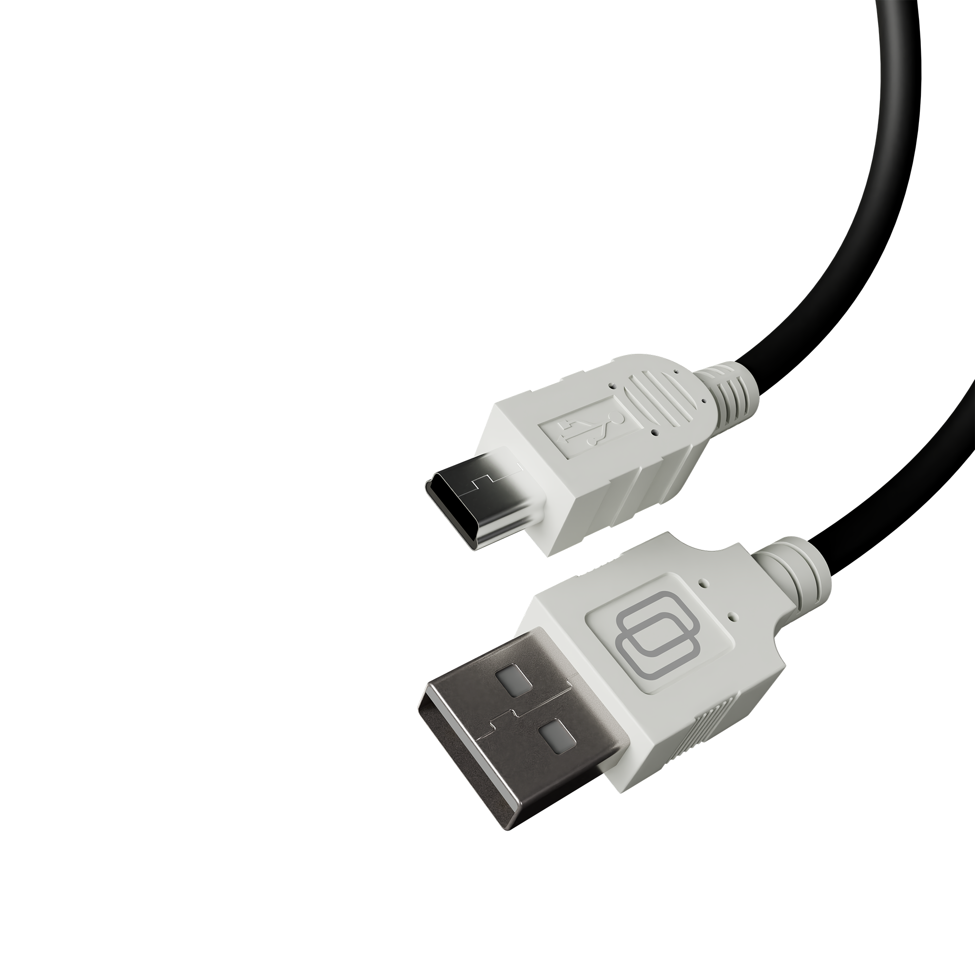 Type-A to Type-B Mini Charge/Sync Cable - 3ft Round Black