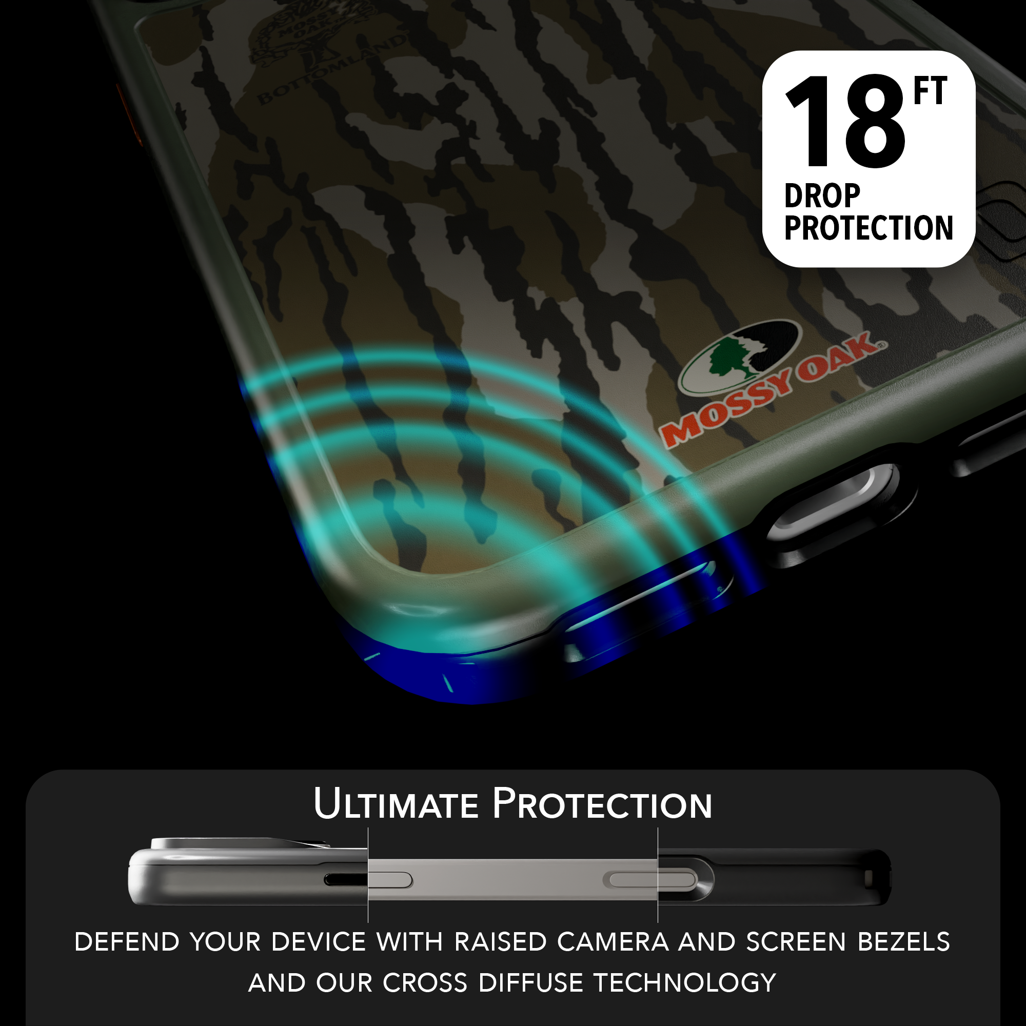Shock-Absorbent MagSafe® Case for Apple iPhone 17 Pro in Mossy Oak Bottomland Camo | Fortitude Series