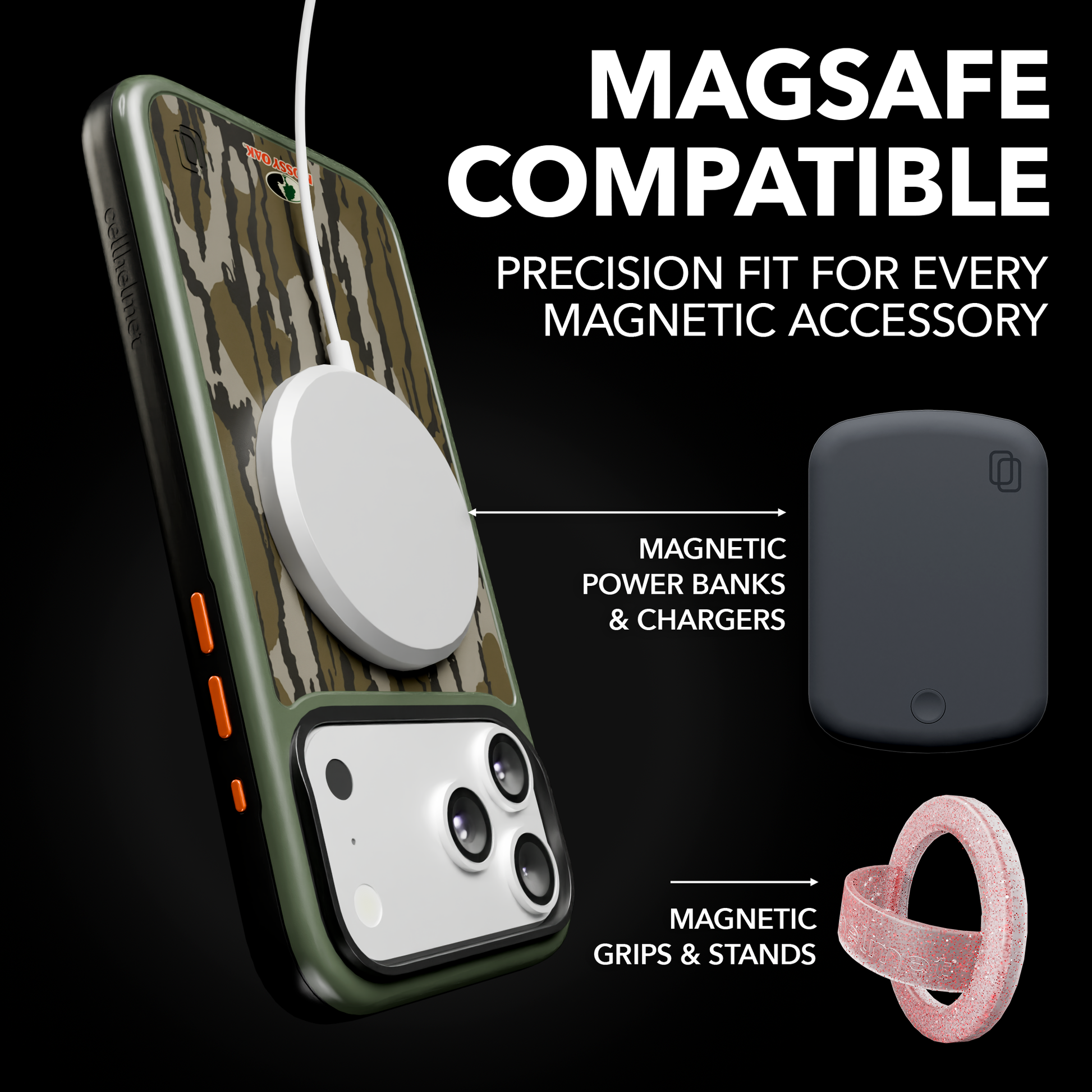 Shock-Absorbent MagSafe® Case for Apple iPhone 17 Pro Max in Mossy Oak Bottomland Camo | Fortitude Series None / None / Bottomland