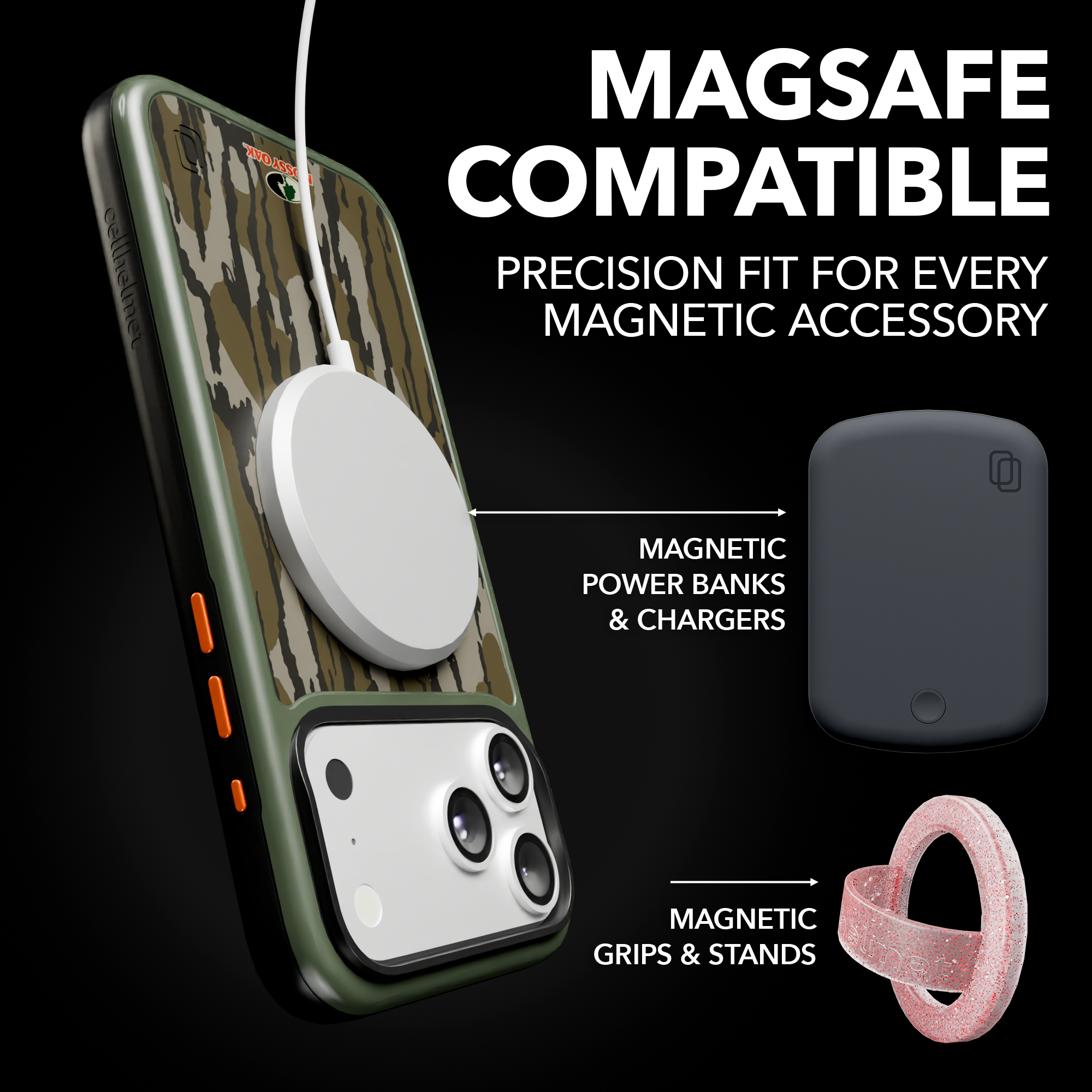Shock-Absorbent MagSafe® Case for Apple iPhone 17 Pro in Mossy Oak Bottomland Camo | Fortitude Series