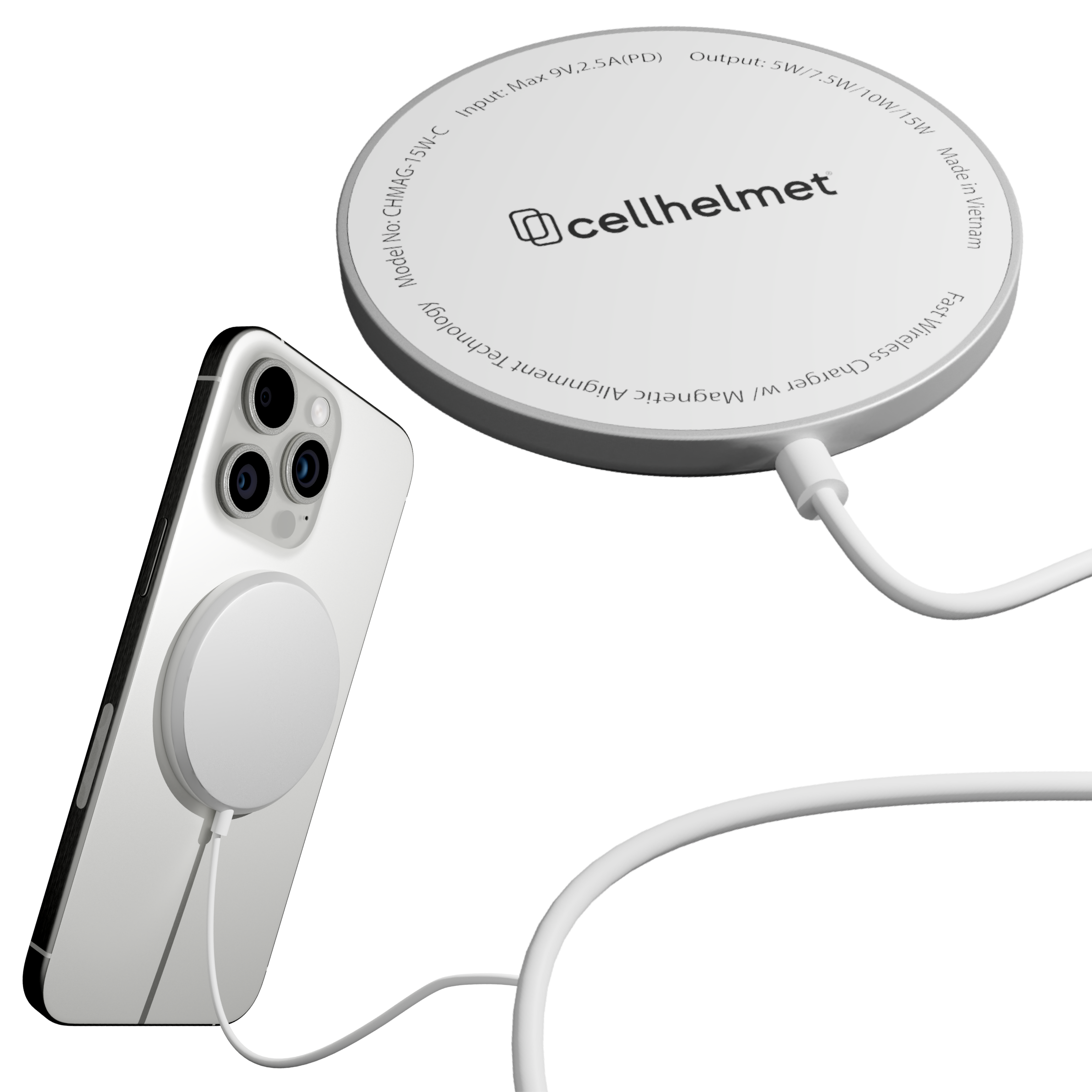 Fast Wireless Charging Pad w/ Magnetic Alignment Technology - Aluminum w/ Glass Surface (15W)