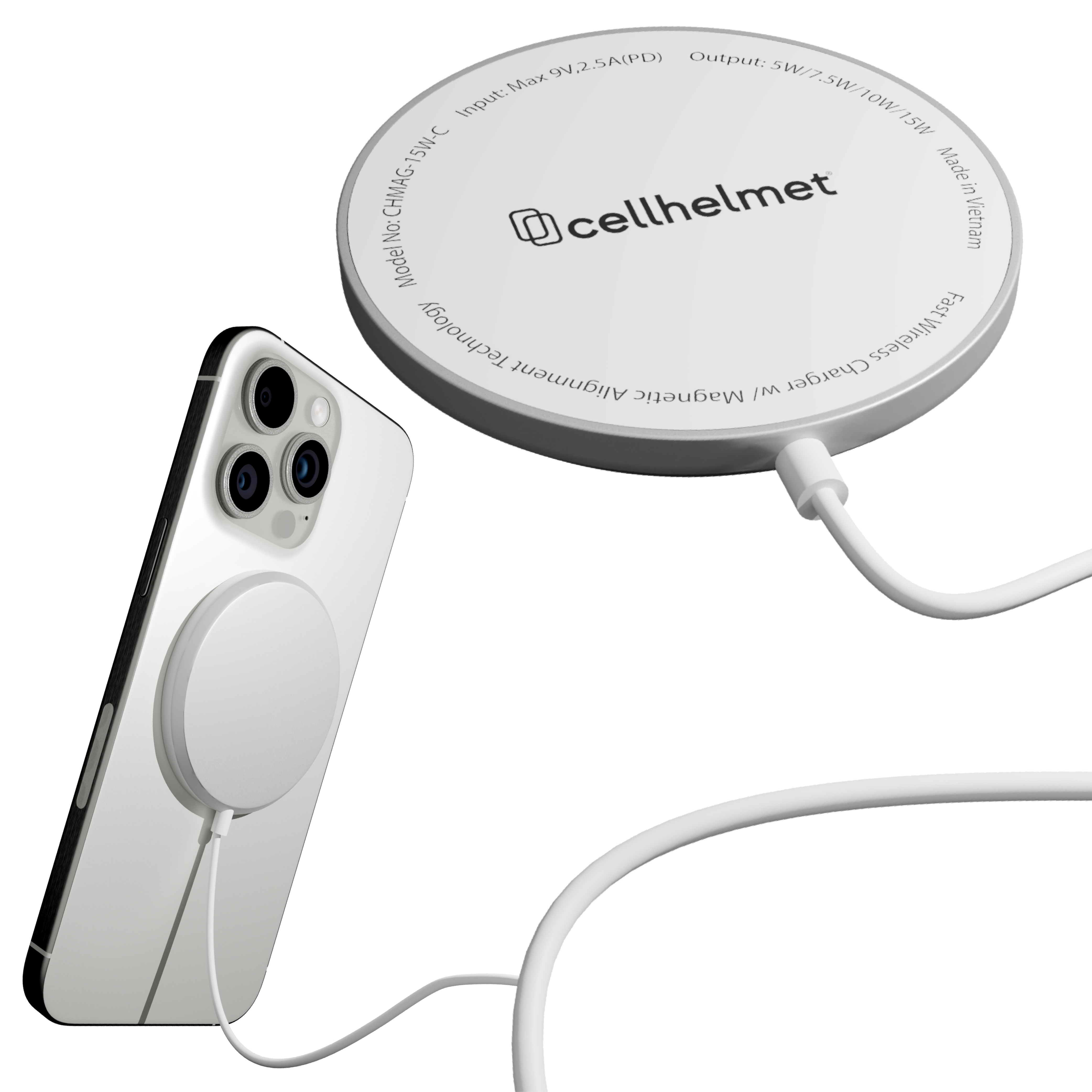 Fast Wireless Charging Pad w/ Magnetic Alignment Technology - Aluminum w/ Glass Surface (15W)
