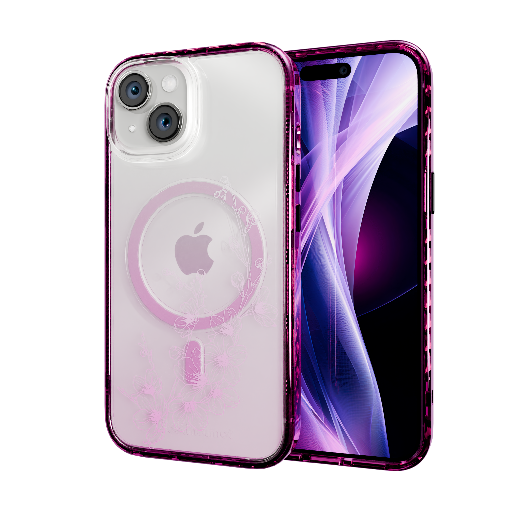 Ballet Blush | Protective MagSafe Case | Ombre Bouquet Collection for Apple iPhone 15 Series Apple iPhone 15 / Vivid Magenta