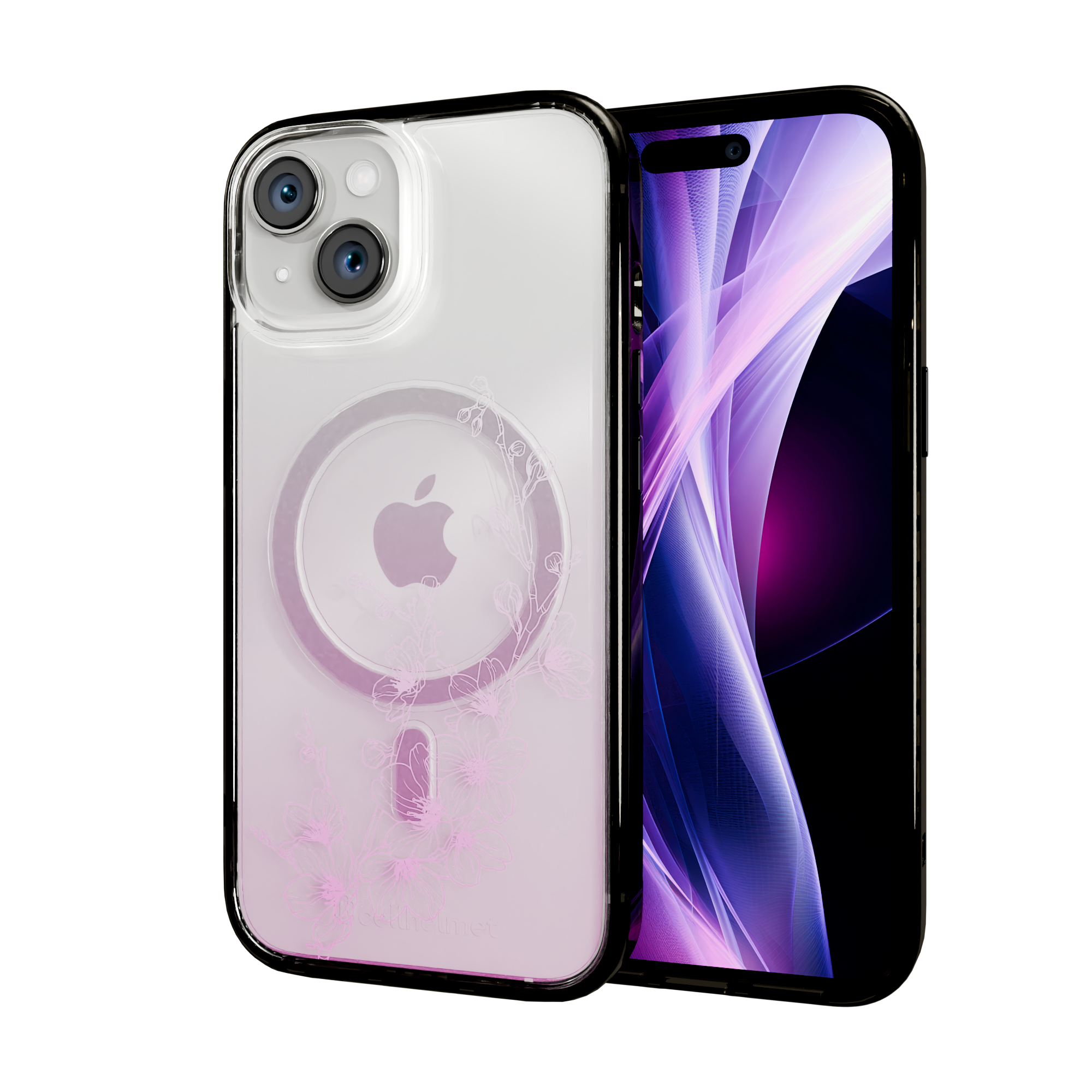 Ballet Blush | Protective MagSafe Case | Ombre Bouquet Collection for Apple iPhone 15 Series Apple iPhone 15 / Onyx Black