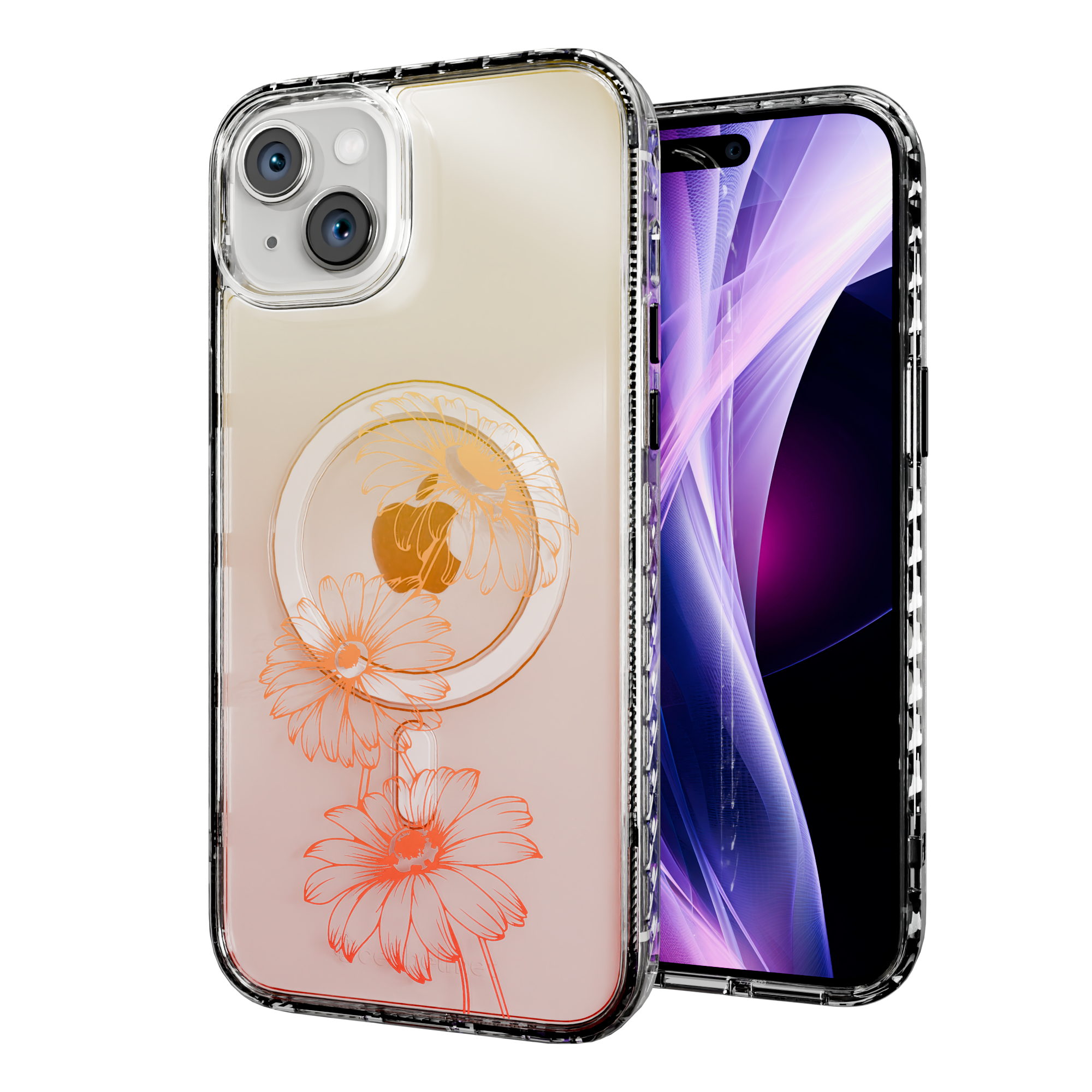 Citrus Splash | Protective MagSafe Case | Ombre Bouquet Collection for Apple iPhone 15 Series Apple iPhone 15 Plus / Crystal Clear