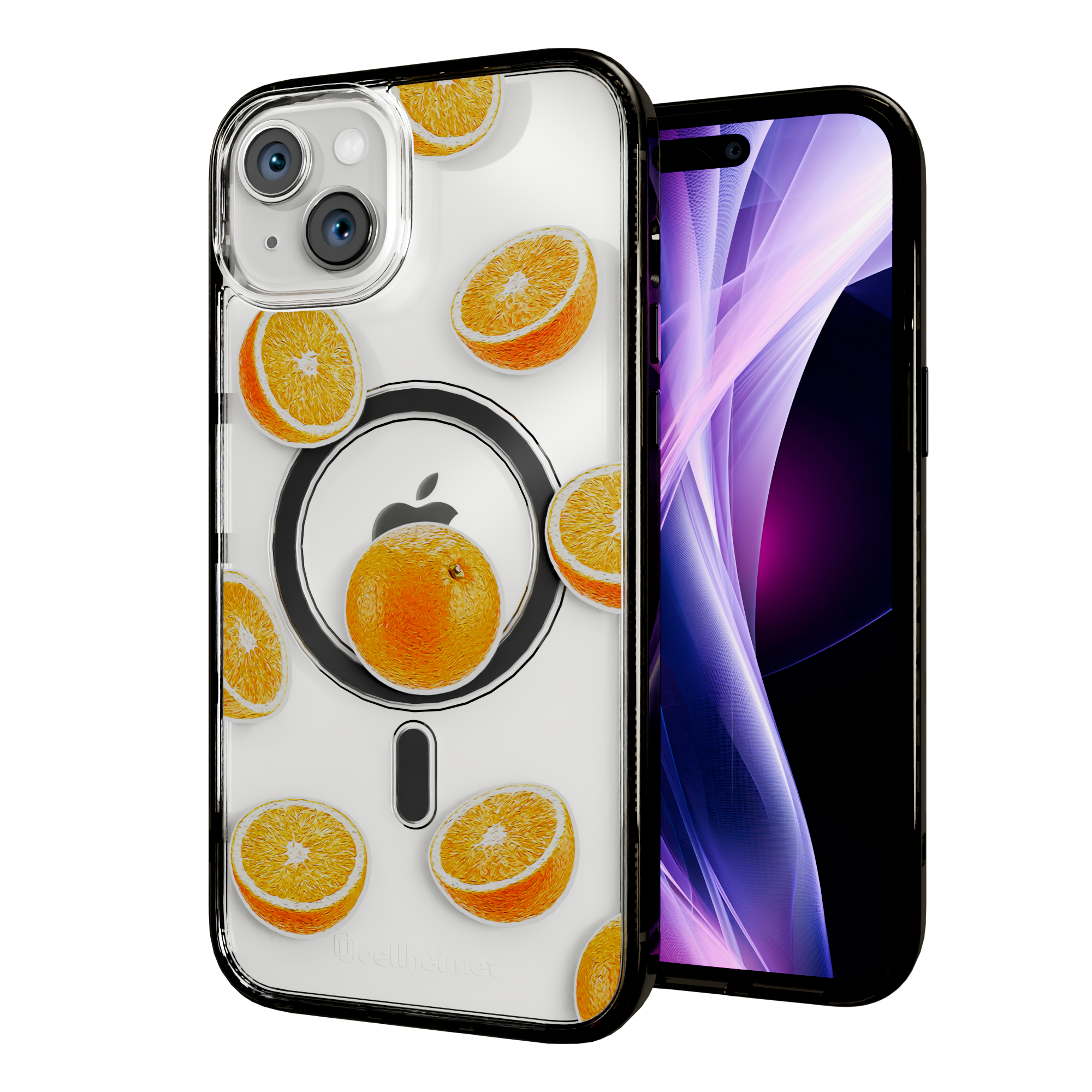 Orange Zest | Protective MagSafe Case | Fruits Collection for Apple iPhone 15 Series Apple iPhone 15 Plus / Onyx Black