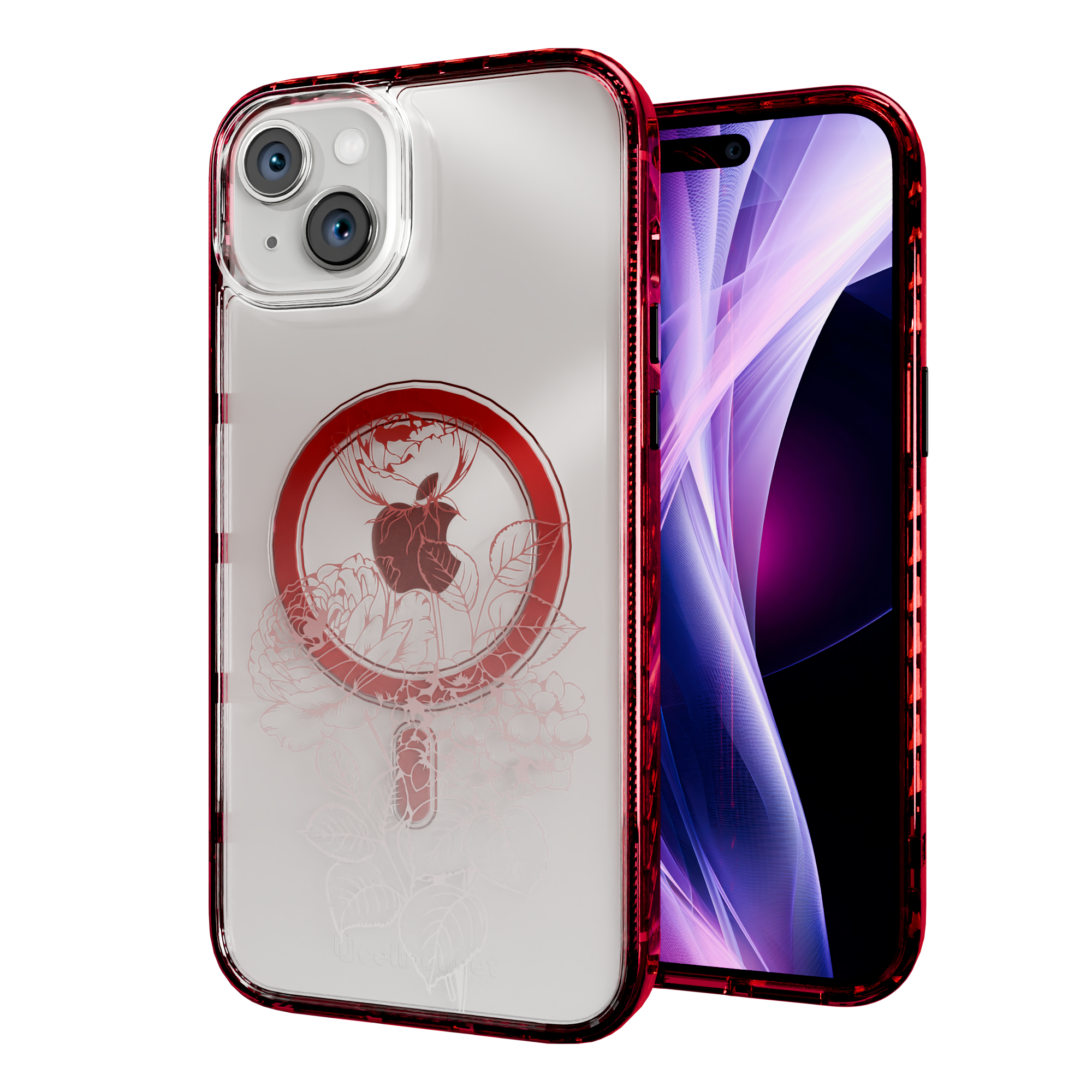 Rosewood Radiance | Protective MagSafe Case | Ombre Bouquet Collection for Apple iPhone 15 Series Apple iPhone 15 Plus / Scarlet Red