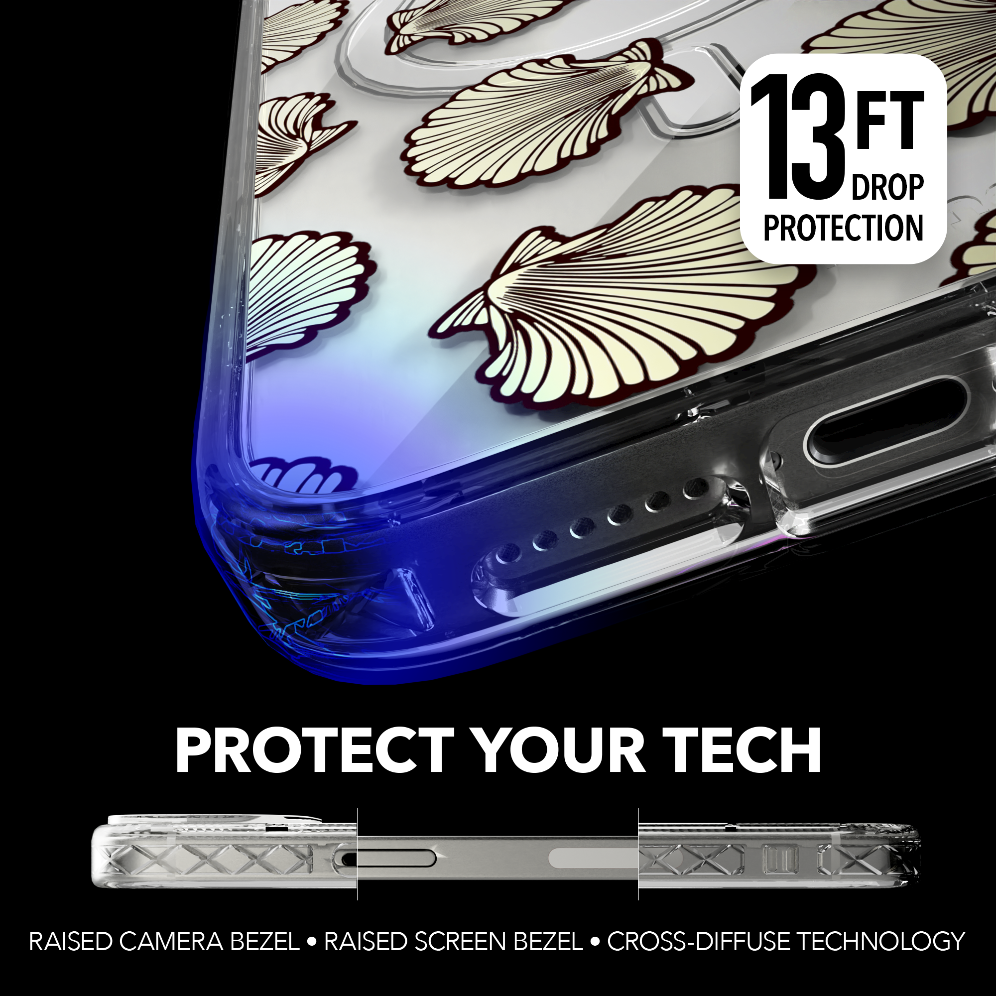 iPhone 15 Series | MagSafe ® | Coastal Collection - Ocean Seashell Case Apple iPhone 15 Pro Max / Crystal Clear