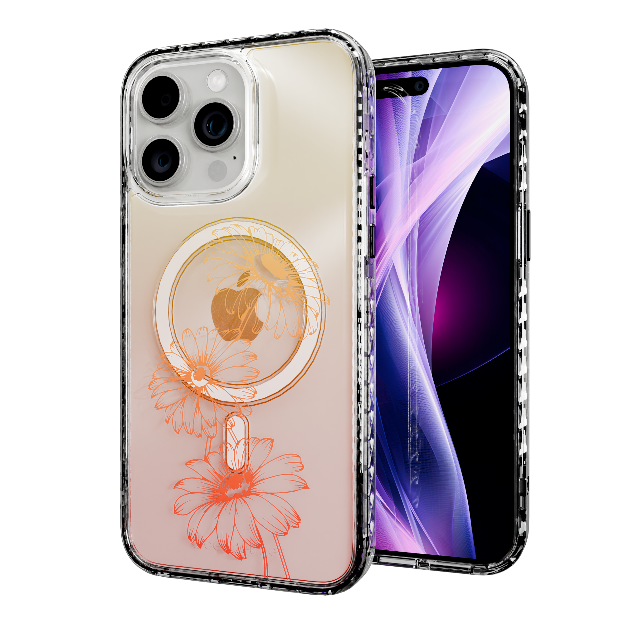Citrus Splash | Protective MagSafe Case | Ombre Bouquet Collection for Apple iPhone 15 Series Apple iPhone 15 Pro Max / Crystal Clear