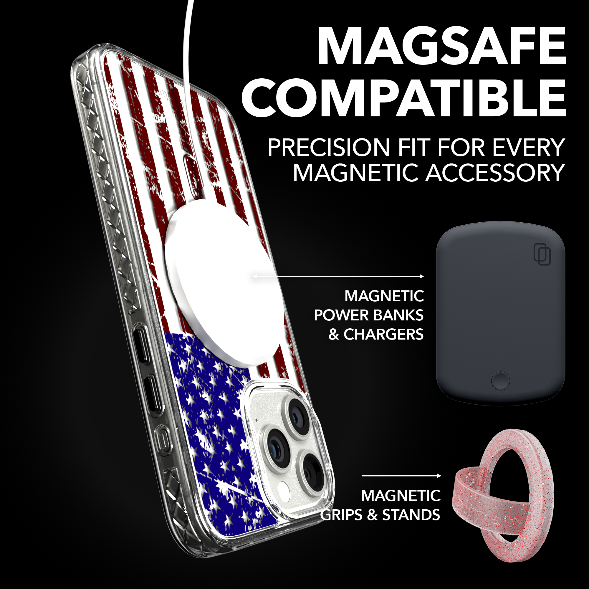 iPhone 15 Series | MagSafe ® | We the People Collection - US American Flag Case Apple iPhone 15 Pro Max / Crystal Clear