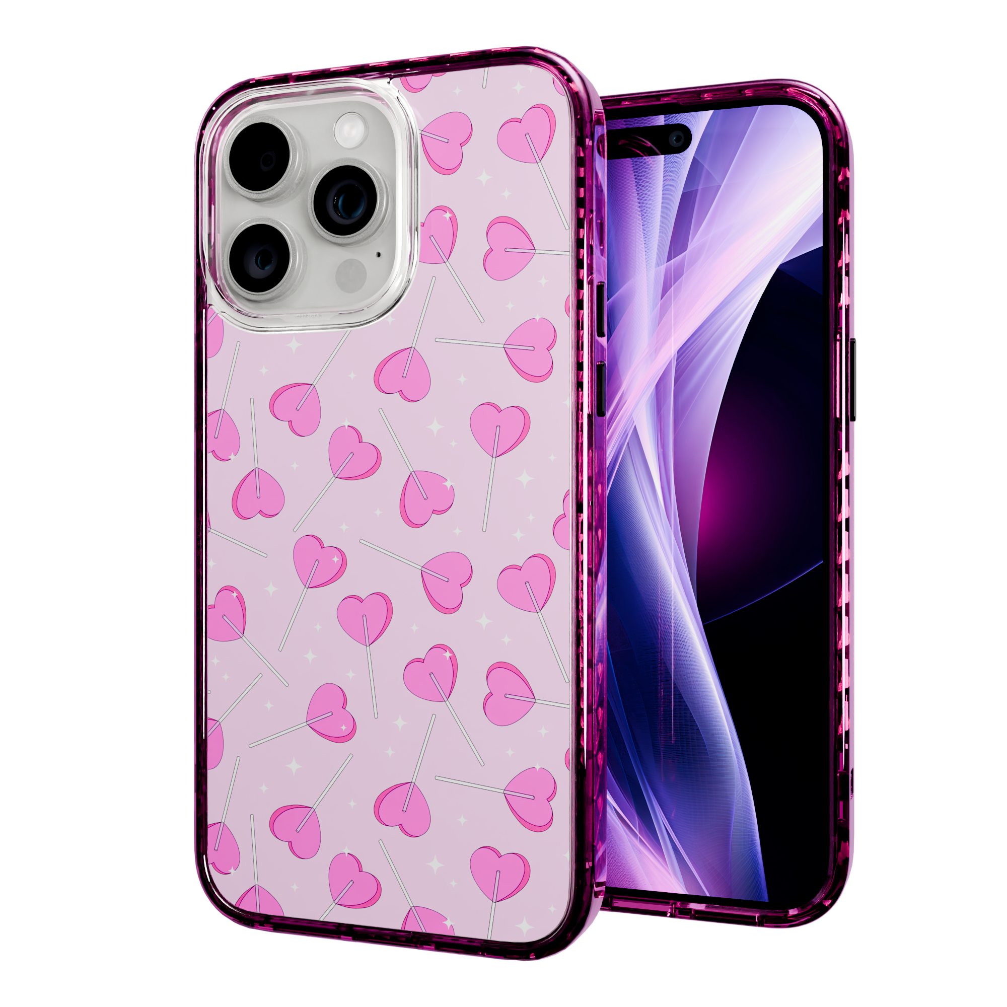Sucker 4 Luv | Custom MagSafe Pink Heart Lollipop Case for Apple iPhone 15 Series Apple iPhone 15 Pro Max / Vivid Magenta
