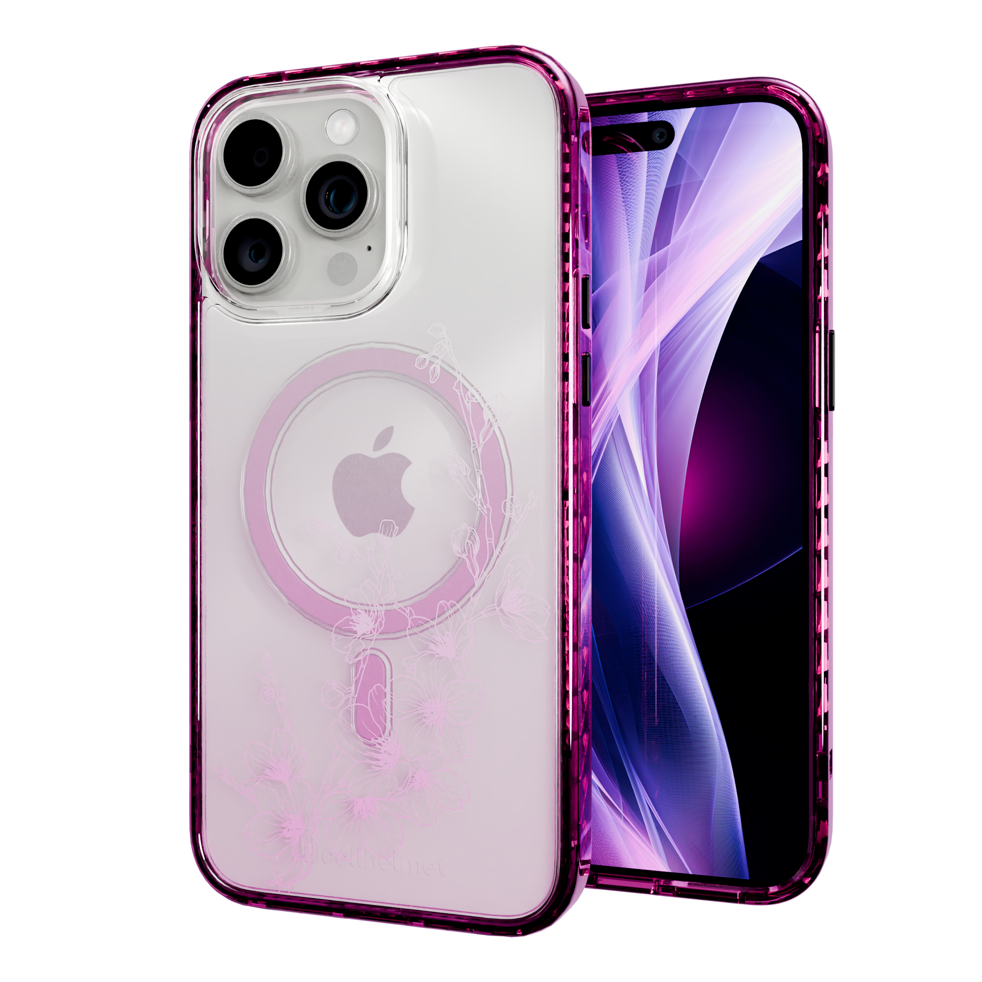 Ballet Blush | Protective MagSafe Case | Ombre Bouquet Collection for Apple iPhone 15 Series Apple iPhone 15 Pro Max / Vivid Magenta