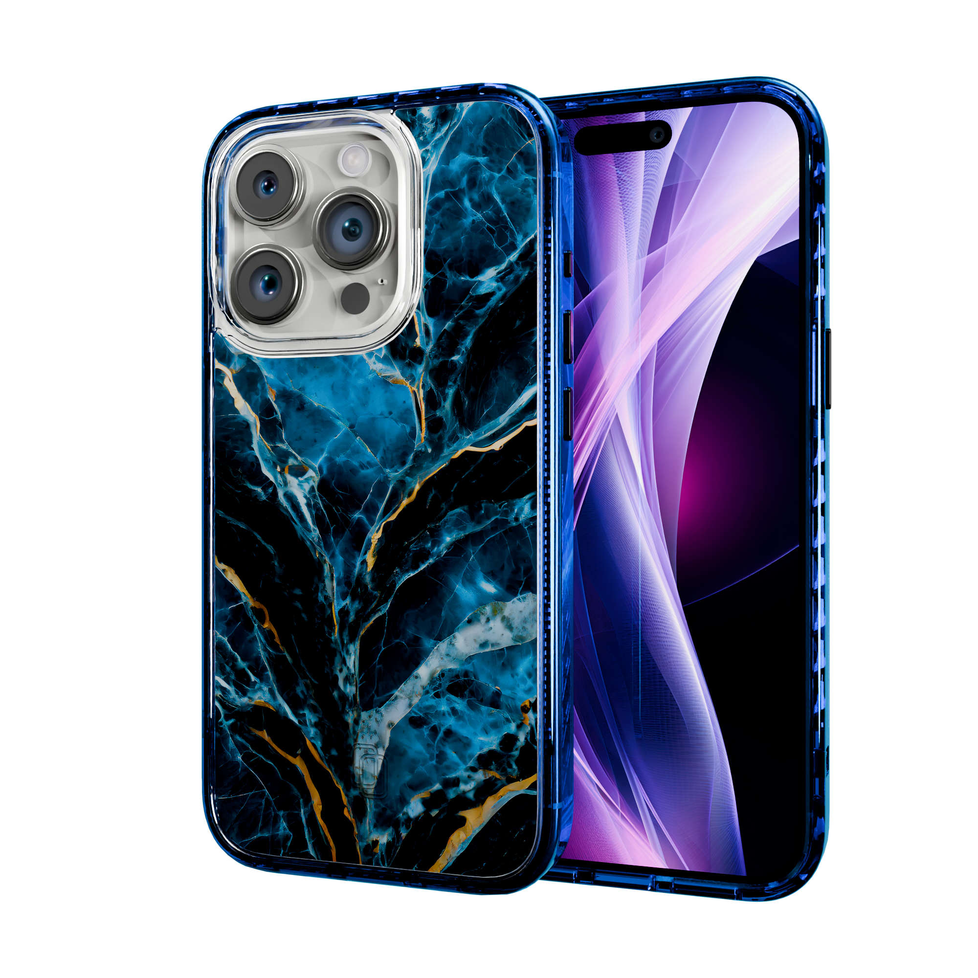 Deep Sea | Protective MagSafe Case | Marble Stone Series for Apple iPhone 15 Series Apple iPhone 15 Pro / Bermuda Blue