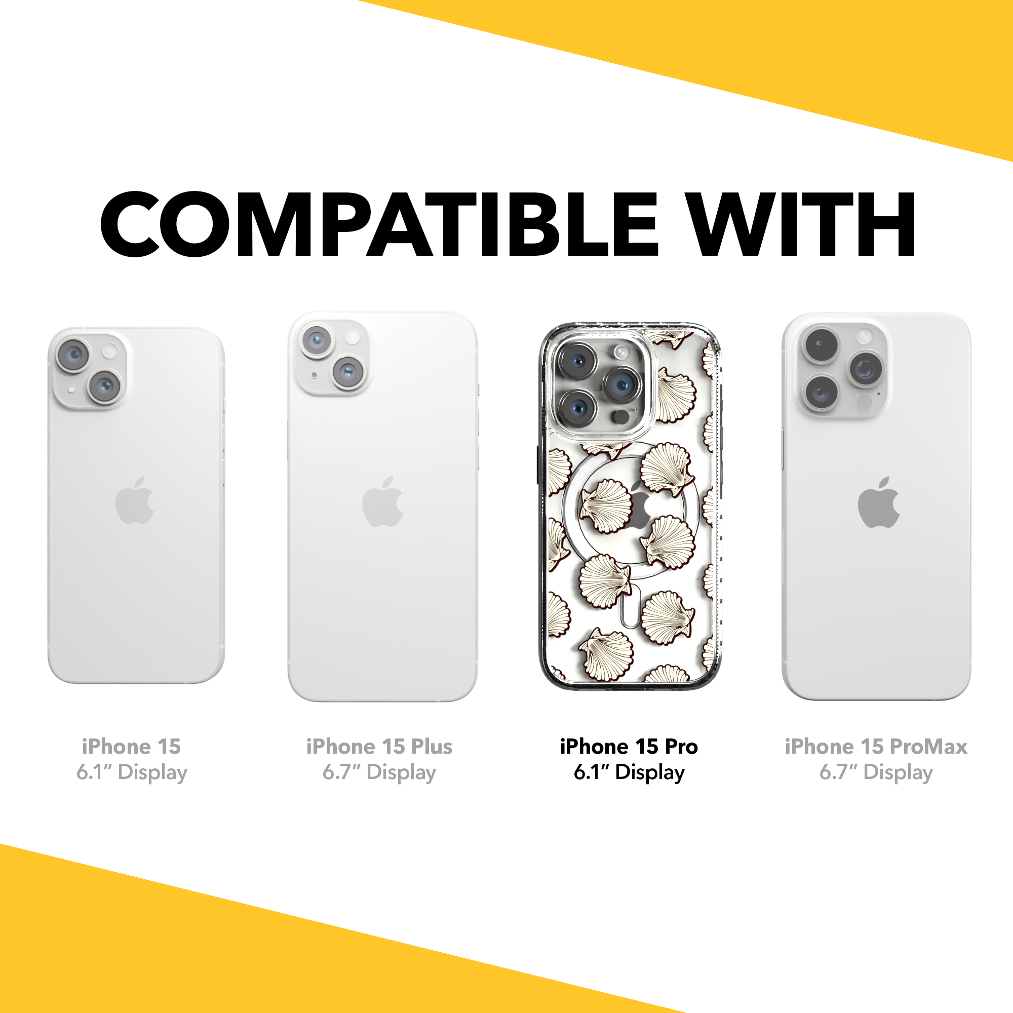 iPhone 15 Series | MagSafe ® | Coastal Collection - Ocean Seashell Case Apple iPhone 15 Pro / Crystal Clear