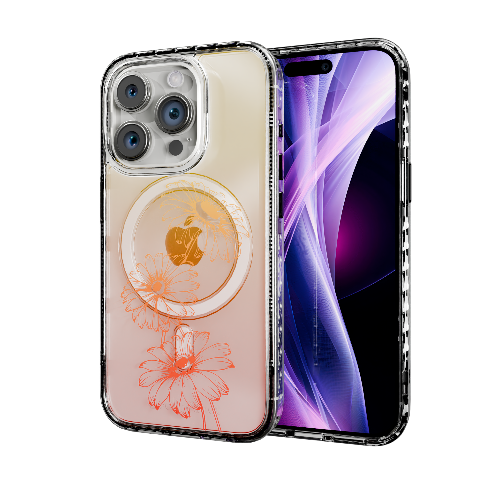 Citrus Splash | Protective MagSafe Case | Ombre Bouquet Collection for Apple iPhone 15 Series Apple iPhone 15 Pro / Crystal Clear