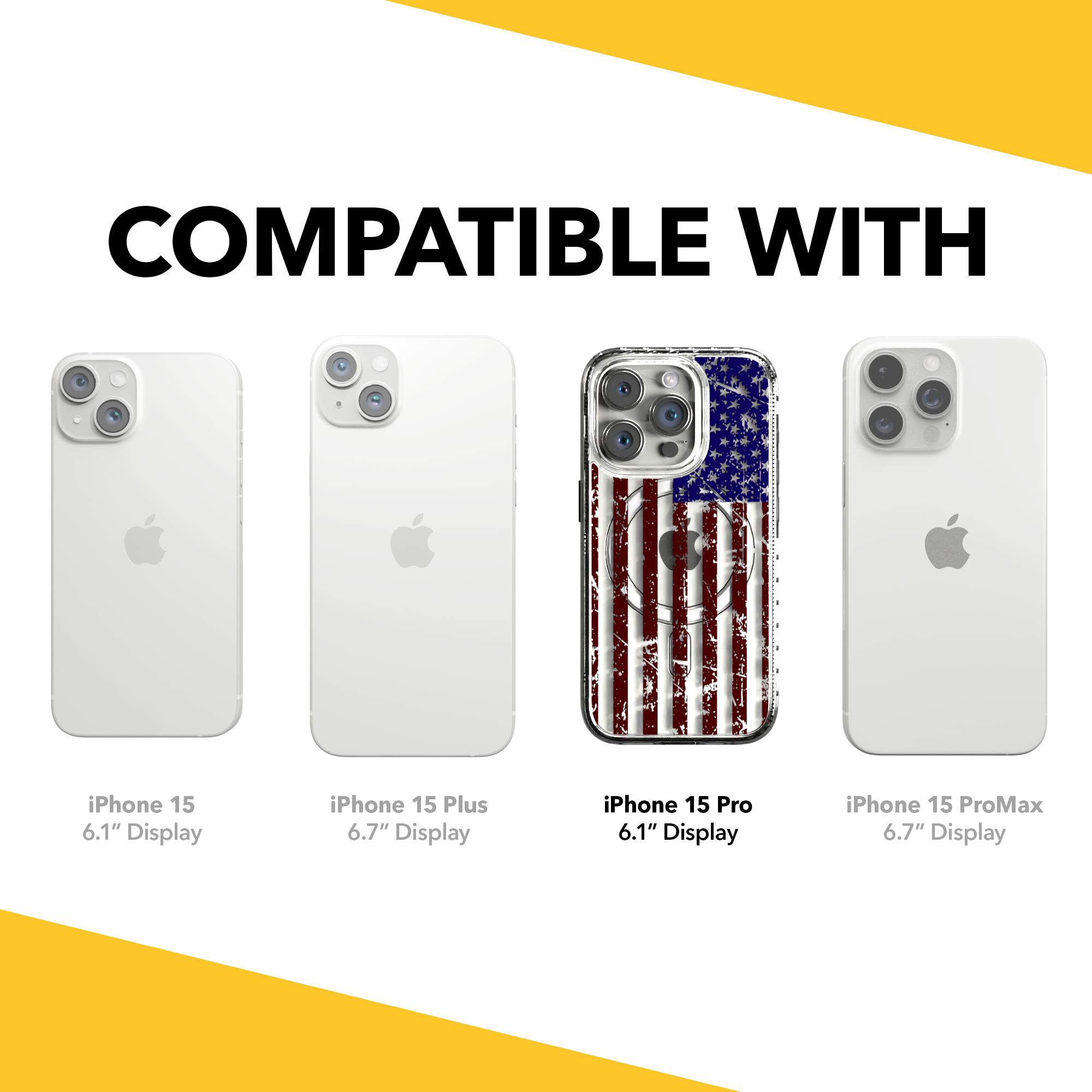 iPhone 15 Series | MagSafe ® | We the People Collection - US American Flag Case Apple iPhone 15 Pro / Crystal Clear