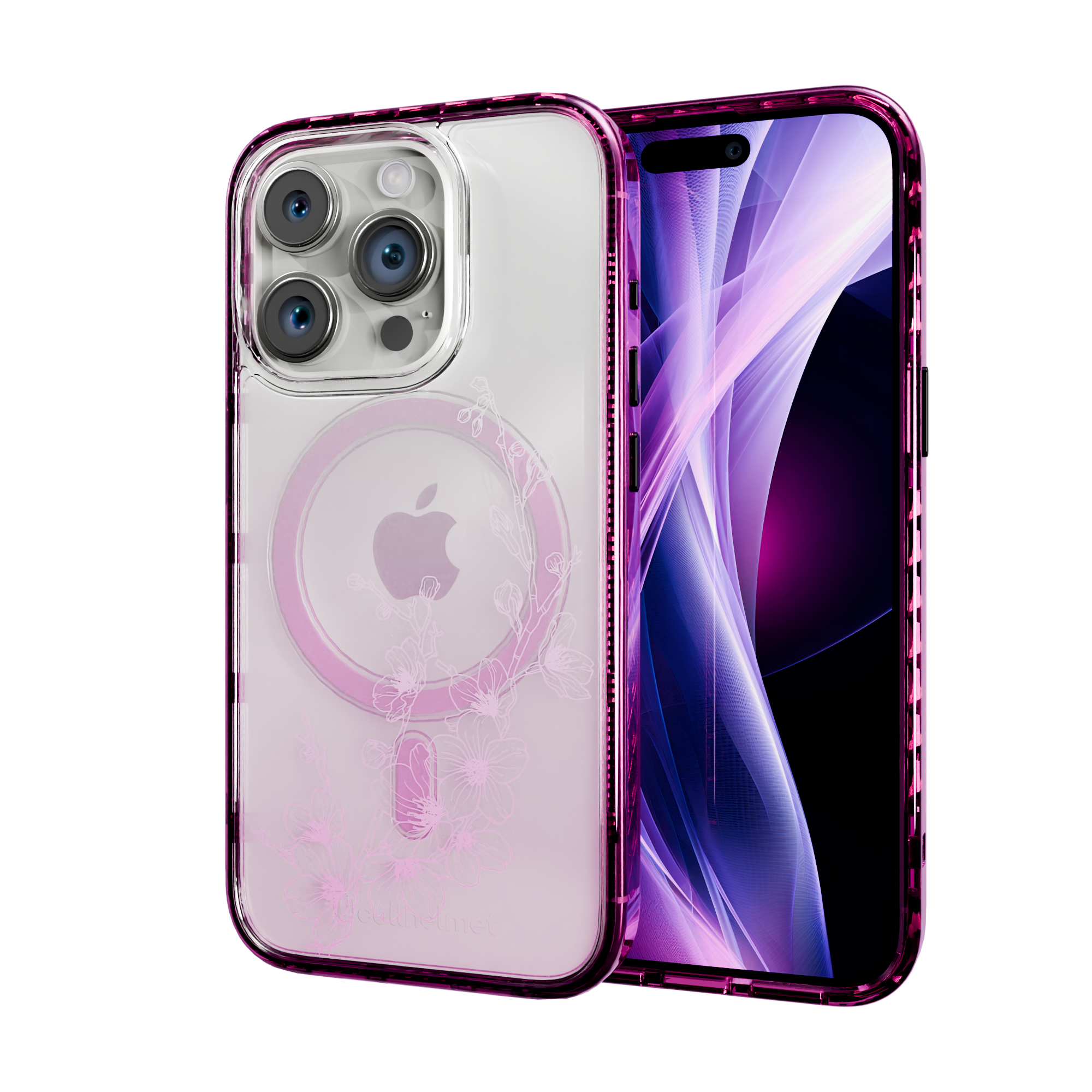 Ballet Blush | Protective MagSafe Case | Ombre Bouquet Collection for Apple iPhone 15 Series Apple iPhone 15 Pro / Vivid Magenta