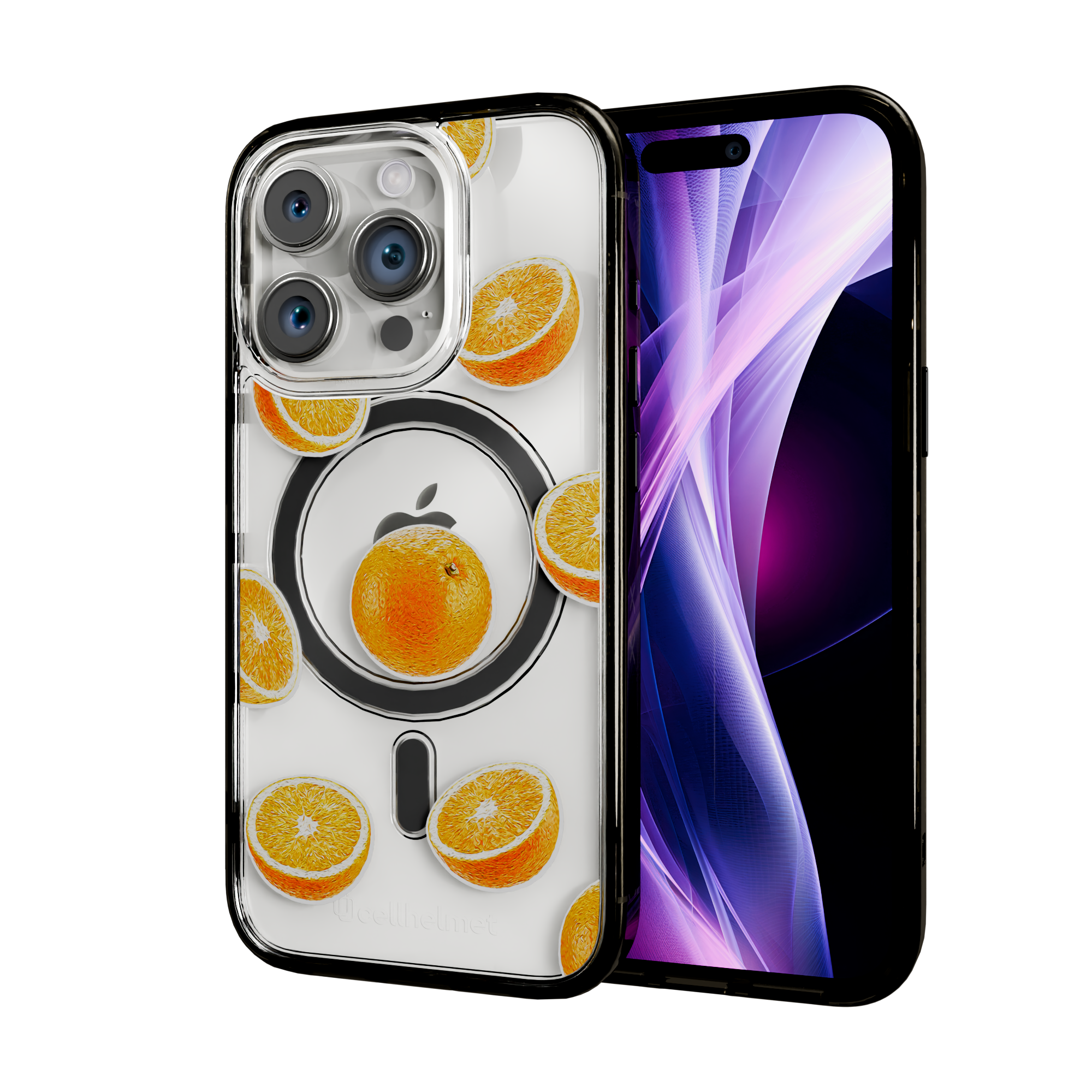 Orange Zest | Protective MagSafe Case | Fruits Collection for Apple iPhone 15 Series Apple iPhone 15 Pro / Onyx Black