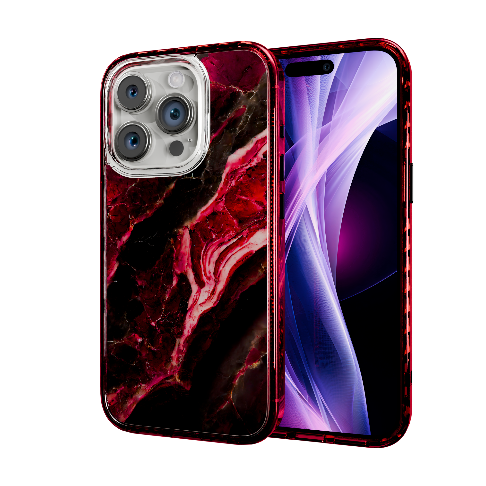 Morning Sun | Custom MagSafe Red Marble Case for Apple iPhone 15 Series Apple iPhone 15 Pro / Scarlet Red