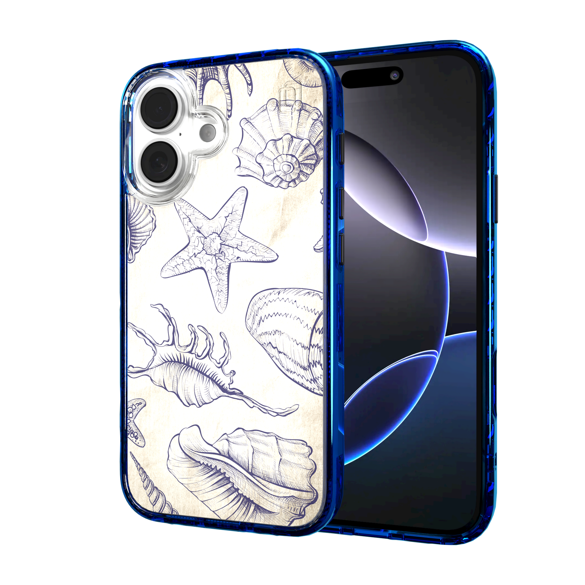 iPhone 16 Series | MagSafe | Coastal Case Collection | Seashells Sketches Coastal Seashell / iPhone 16 / Blue