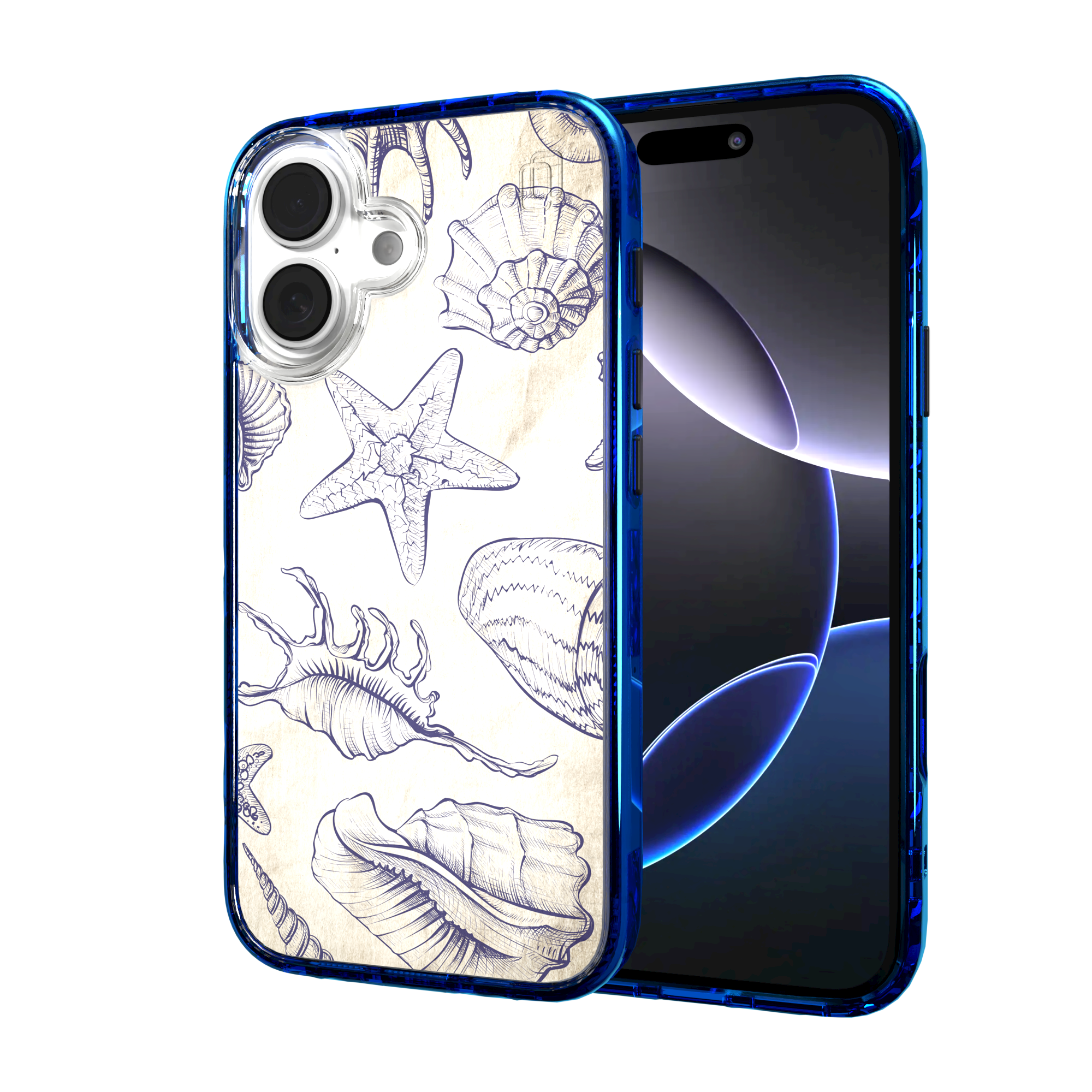 iPhone 16 Series | MagSafe | Coastal Case Collection | Seashells Sketches Coastal Seashell / iPhone 16 / Blue