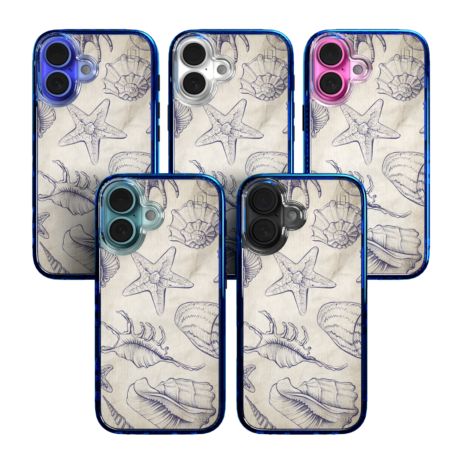 iPhone 16 Series | MagSafe | Coastal Case Collection | Seashells Sketches Coastal Seashell / iPhone 16 / Blue