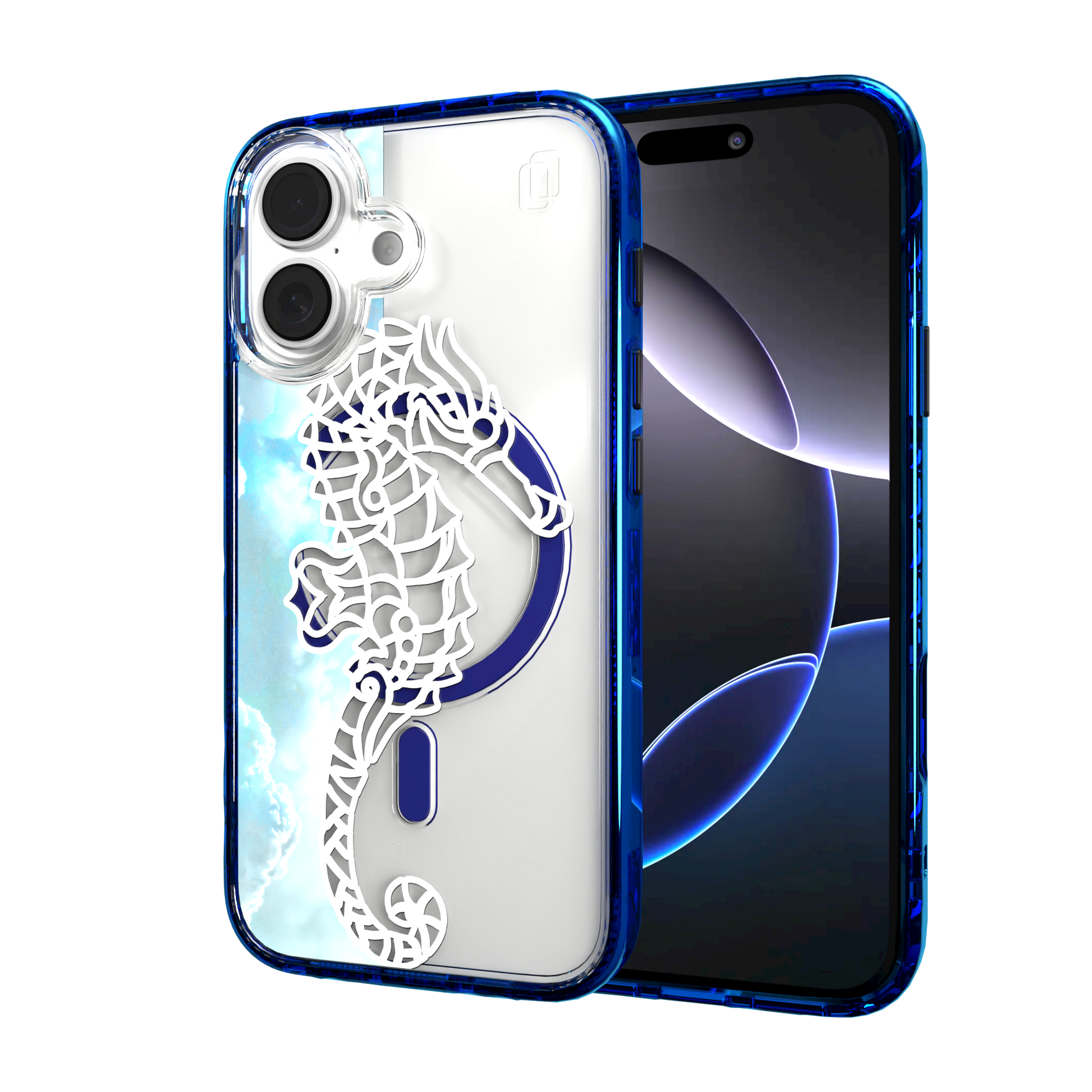 iPhone 16 Series | MagSafe | Coastal Case Collection | White & Teal Seahorse Seahorse / iPhone 16 / Blue