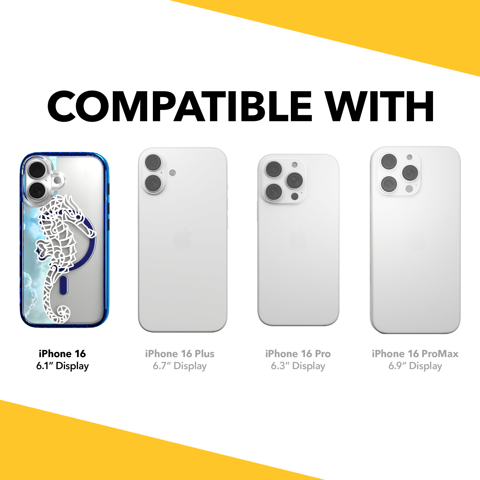 iPhone 16 Series | MagSafe | Coastal Case Collection | White & Teal Seahorse Seahorse / iPhone 16 / Blue