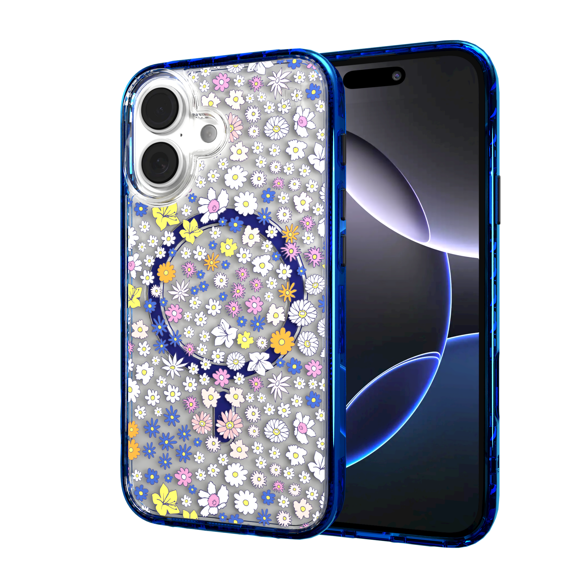 iPhone 16 Series | MagSafe | Flower Case Collection | Sketched Wild Blossoms Wild Blossom / iPhone 16 / Blue